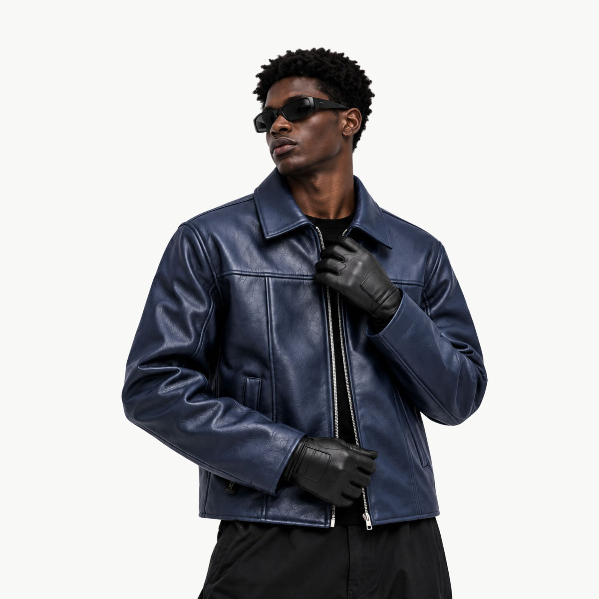 J1 Pure Leather Jacket -Navy