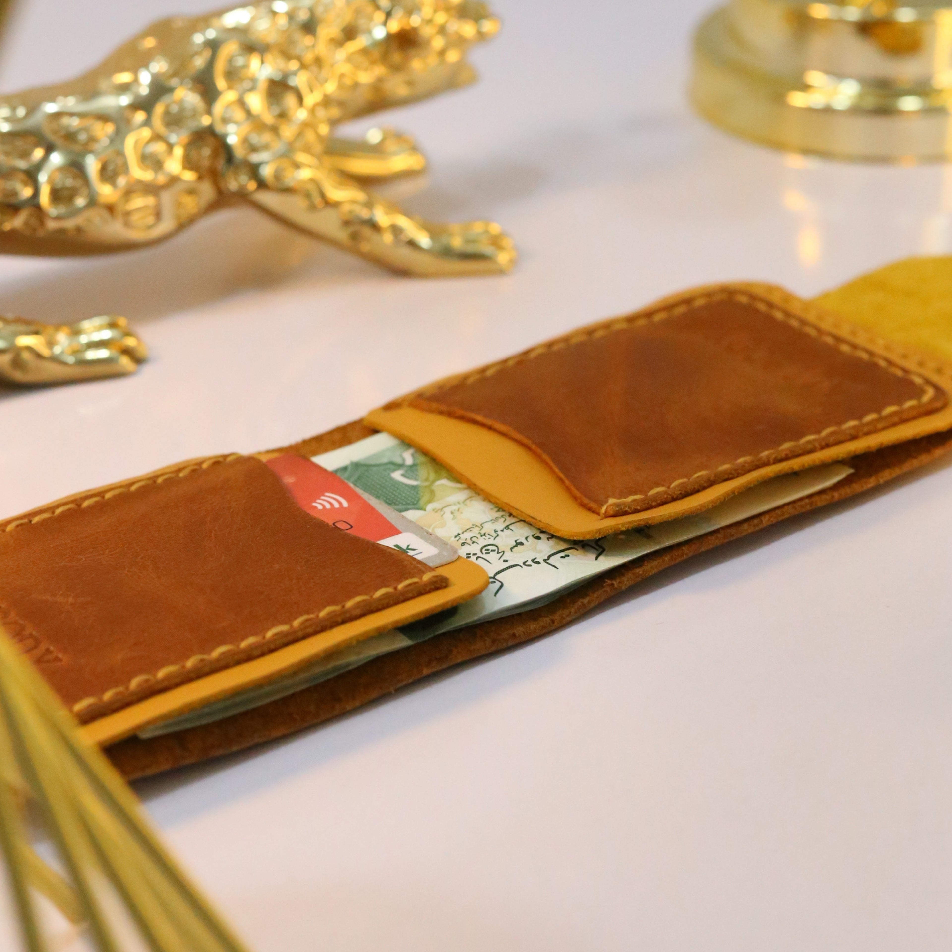 W3 Handmade Leather Wallet Mustard & Brown