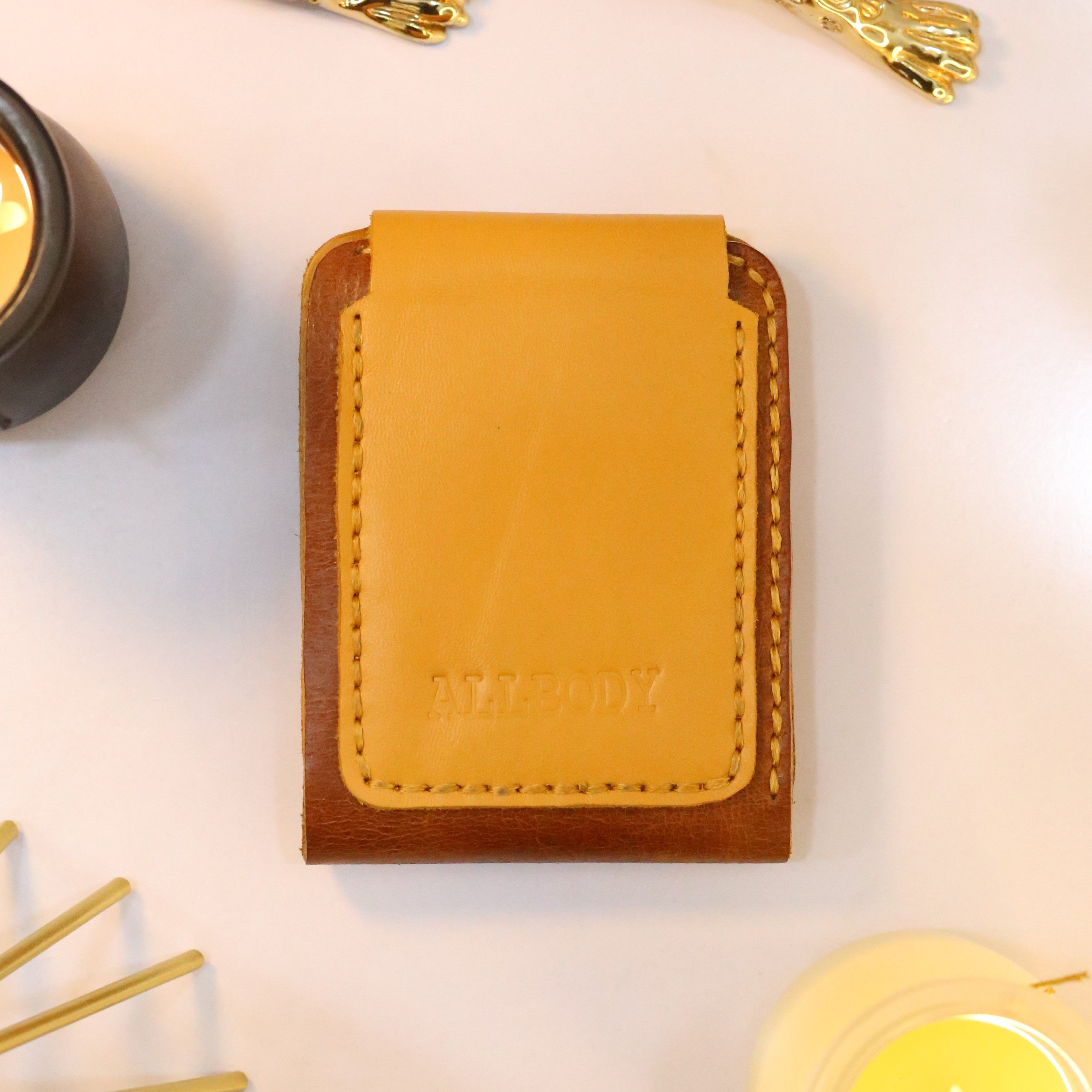 W3 Handmade Leather Wallet Mustard & Brown