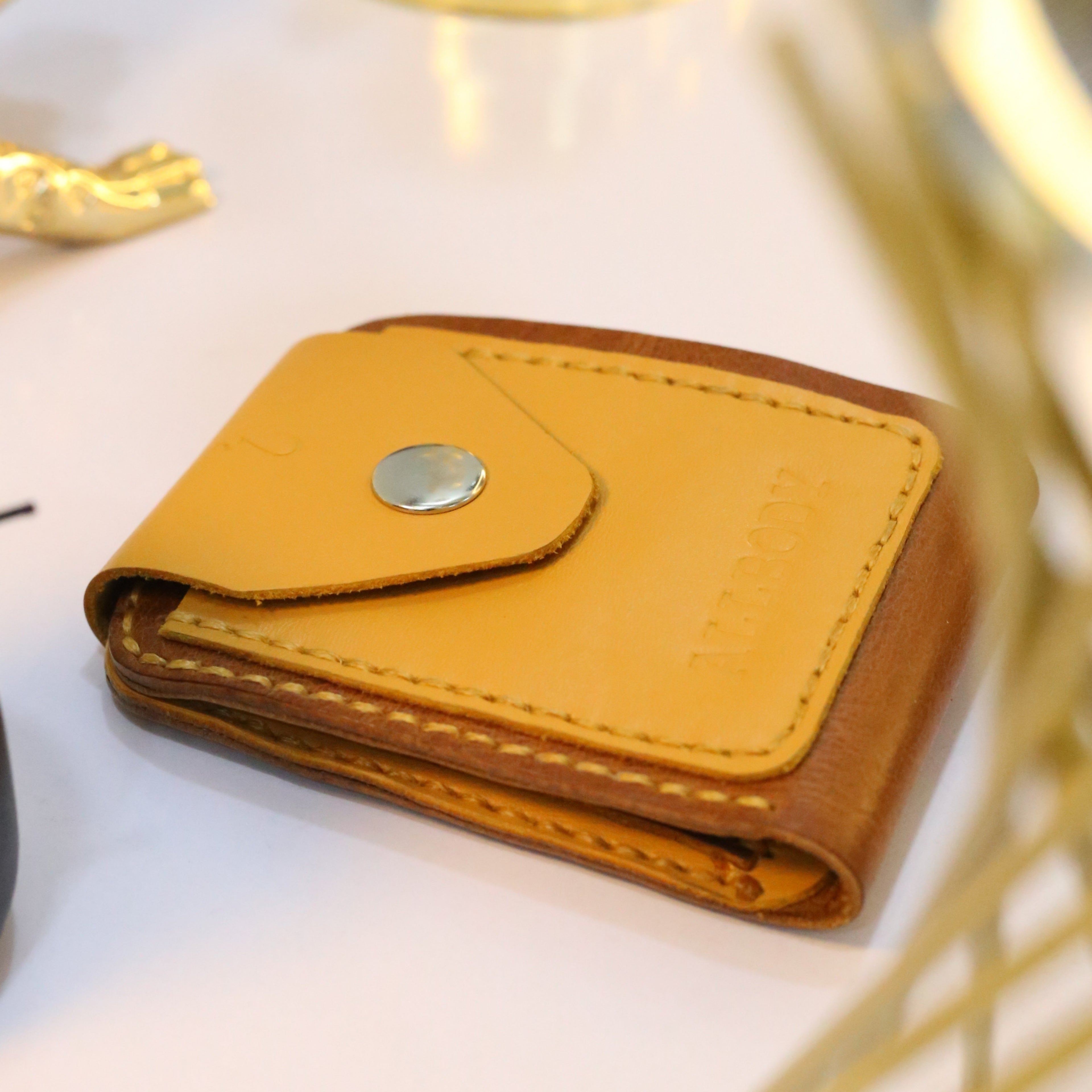 W3 Handmade Leather Wallet Mustard & Brown