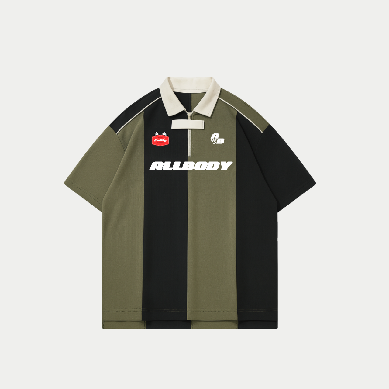 Allbody Oversize Racing Polo Black And Olive