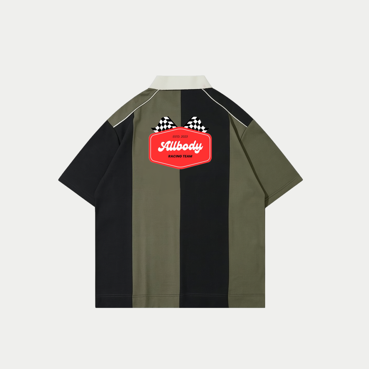 Allbody Oversize Racing Polo Black And Olive