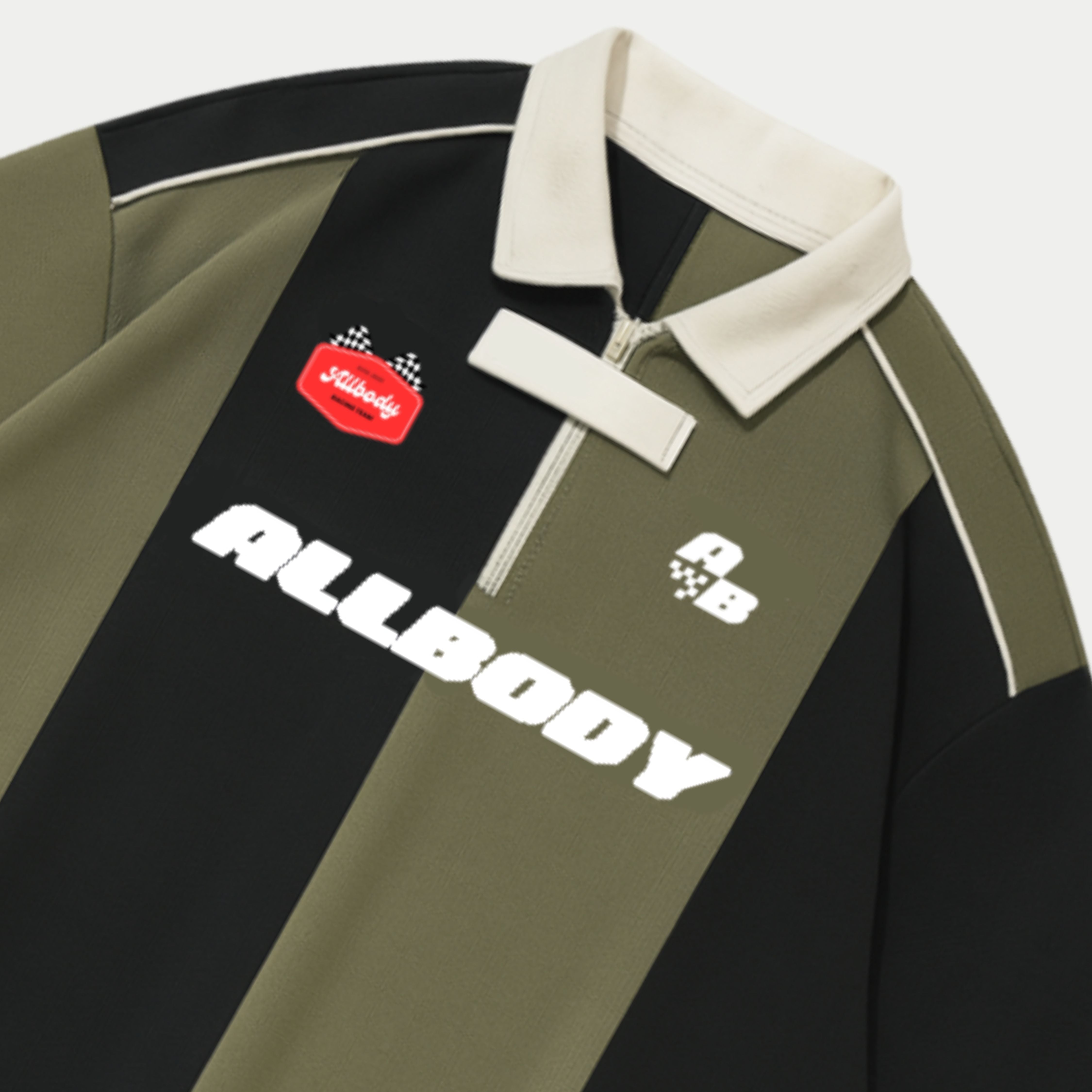 Allbody Oversize Racing Polo Black And Olive