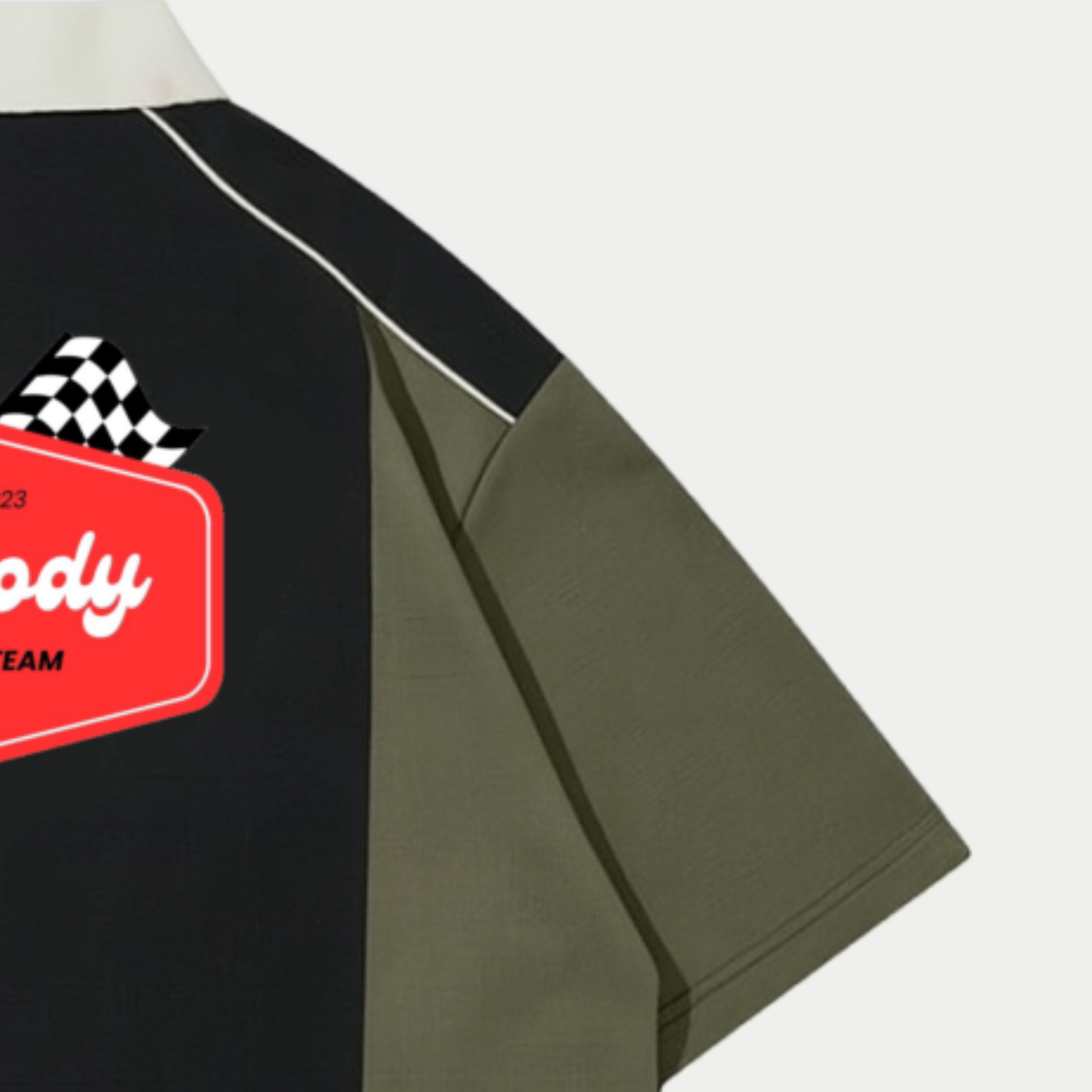 Allbody Oversize Racing Polo Black And Olive