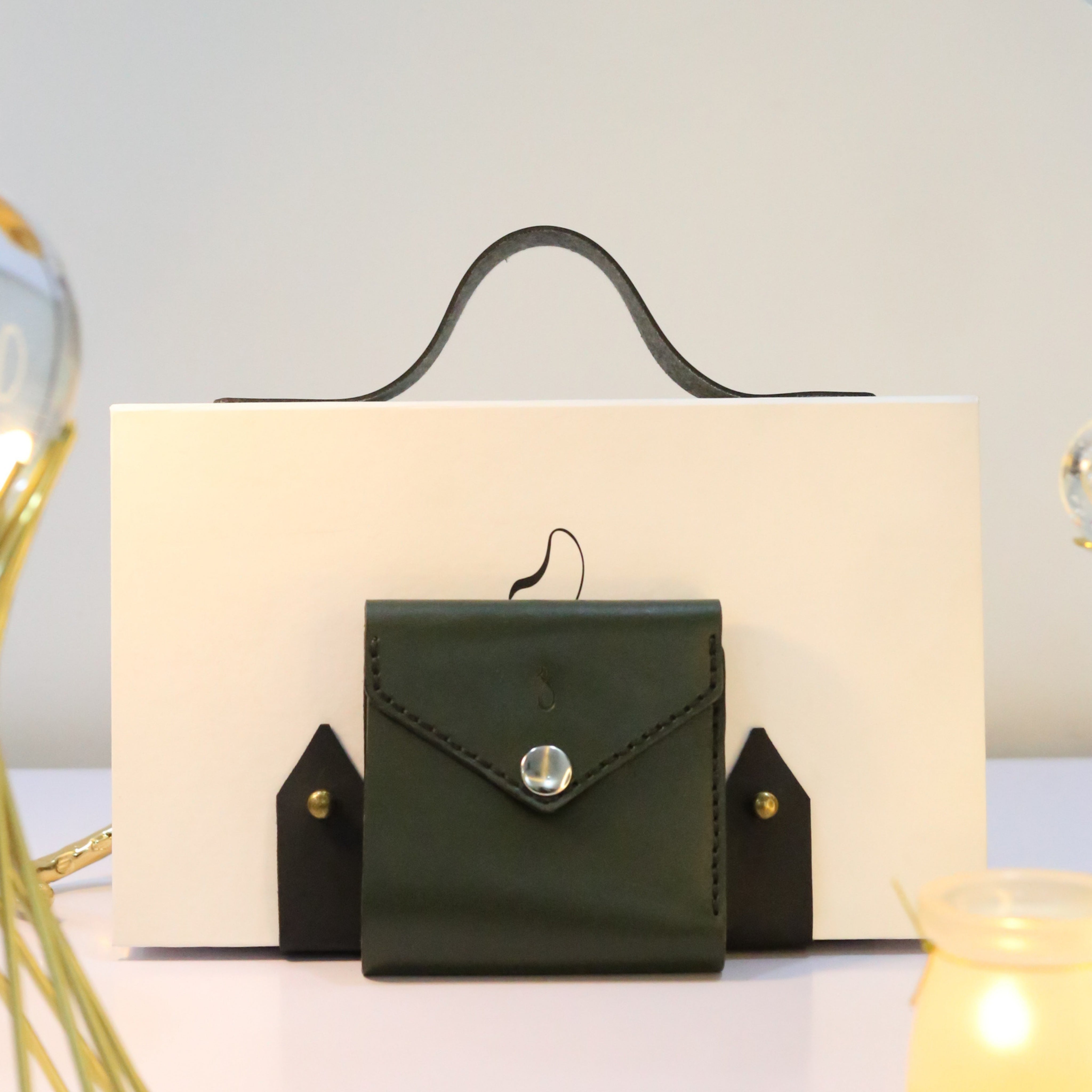 W6 Big Flap Handmade Leather Wallet Olive Green