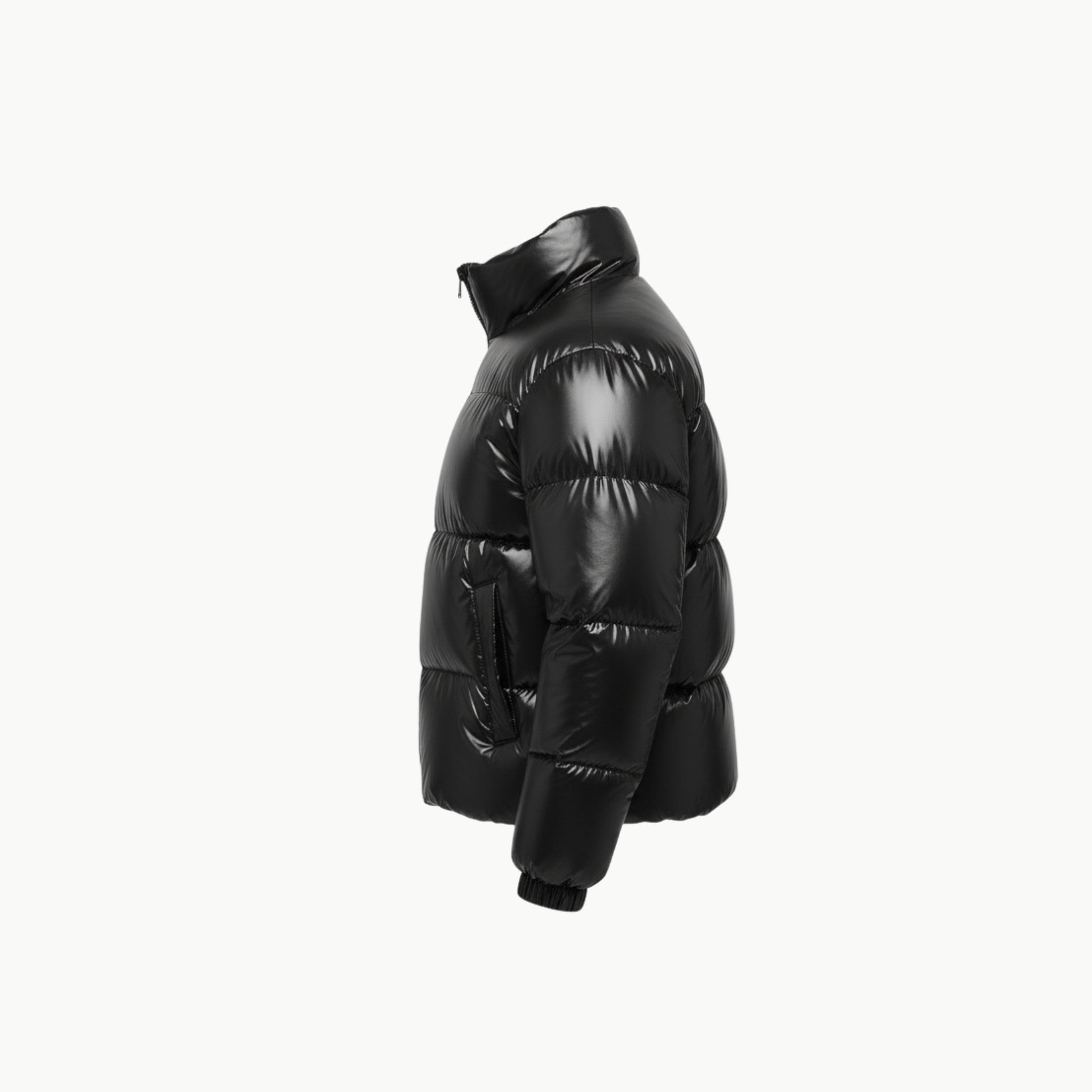 Black Parachute Shiny Puffer Jacket Extra Padded