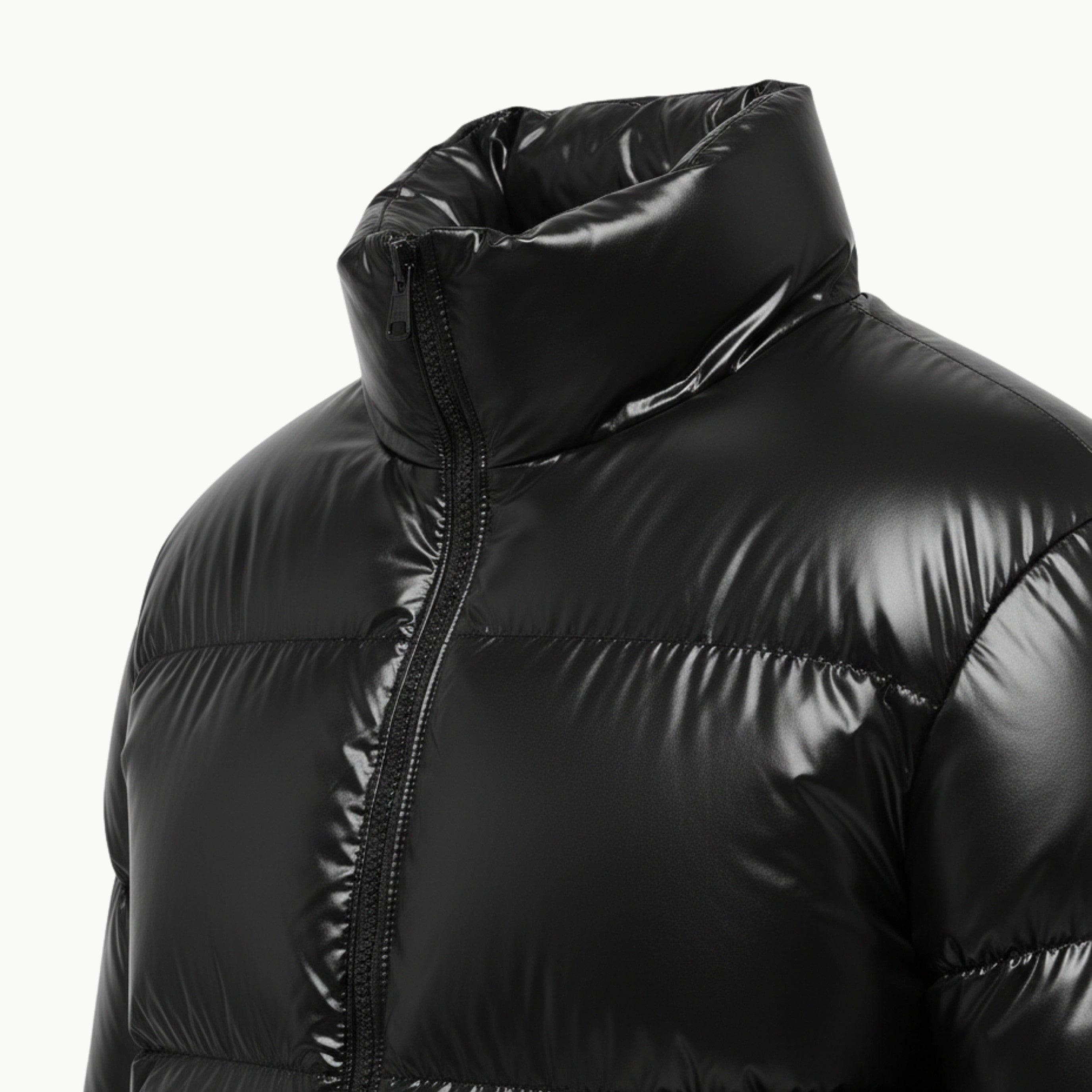 Black Parachute Shiny Puffer Jacket Extra Padded