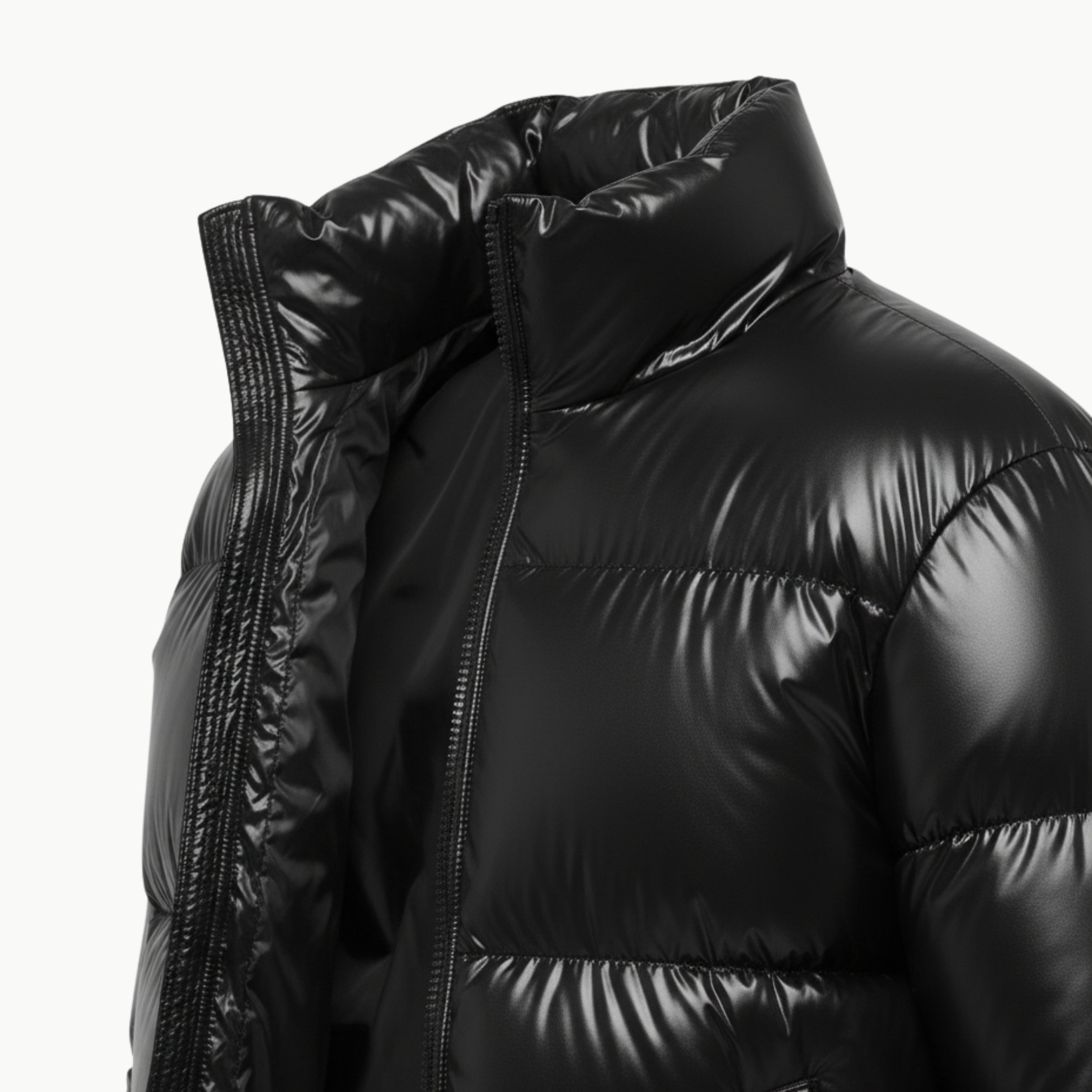 Black Parachute Shiny Puffer Jacket Extra Padded