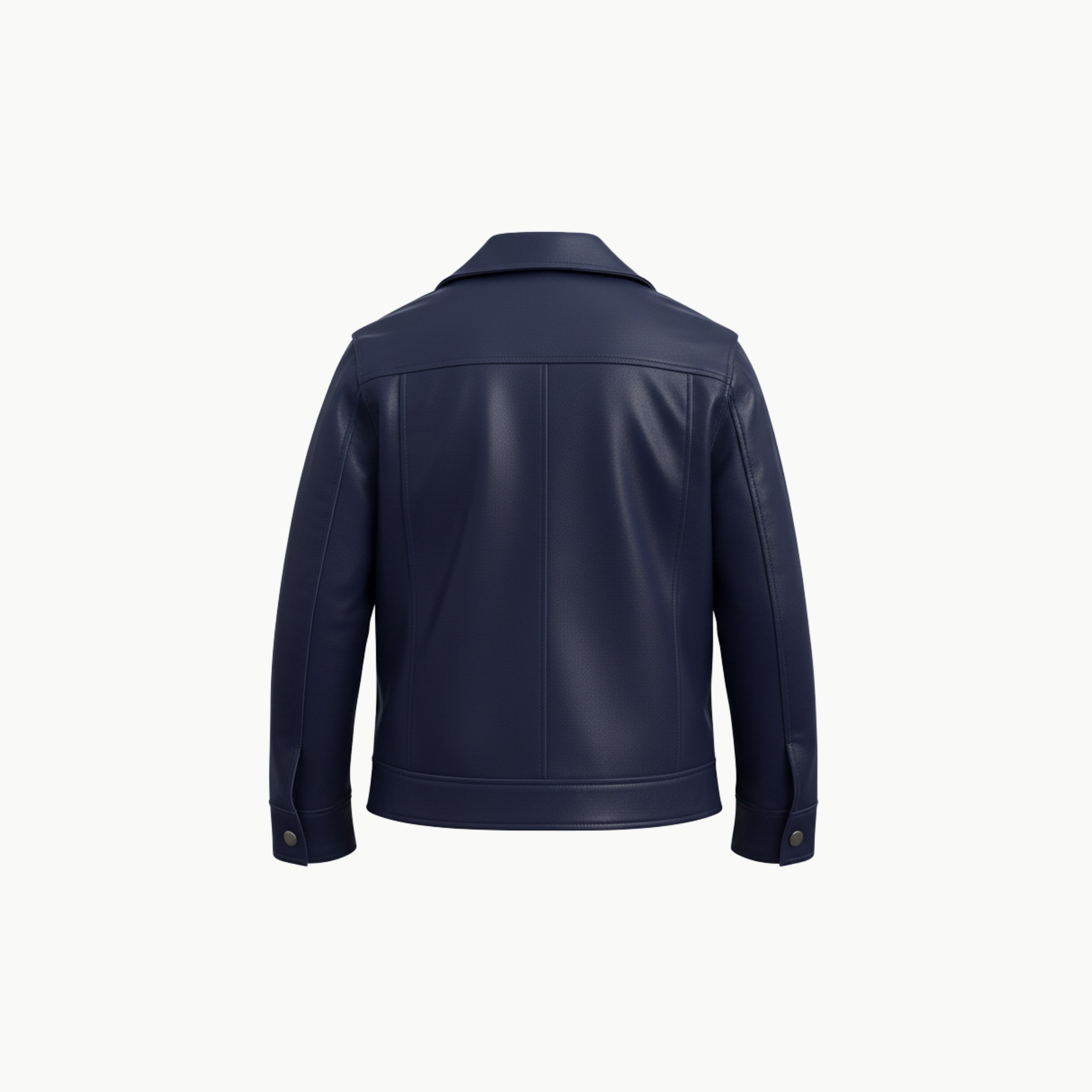 Navy Blue Faux Leather Jacket