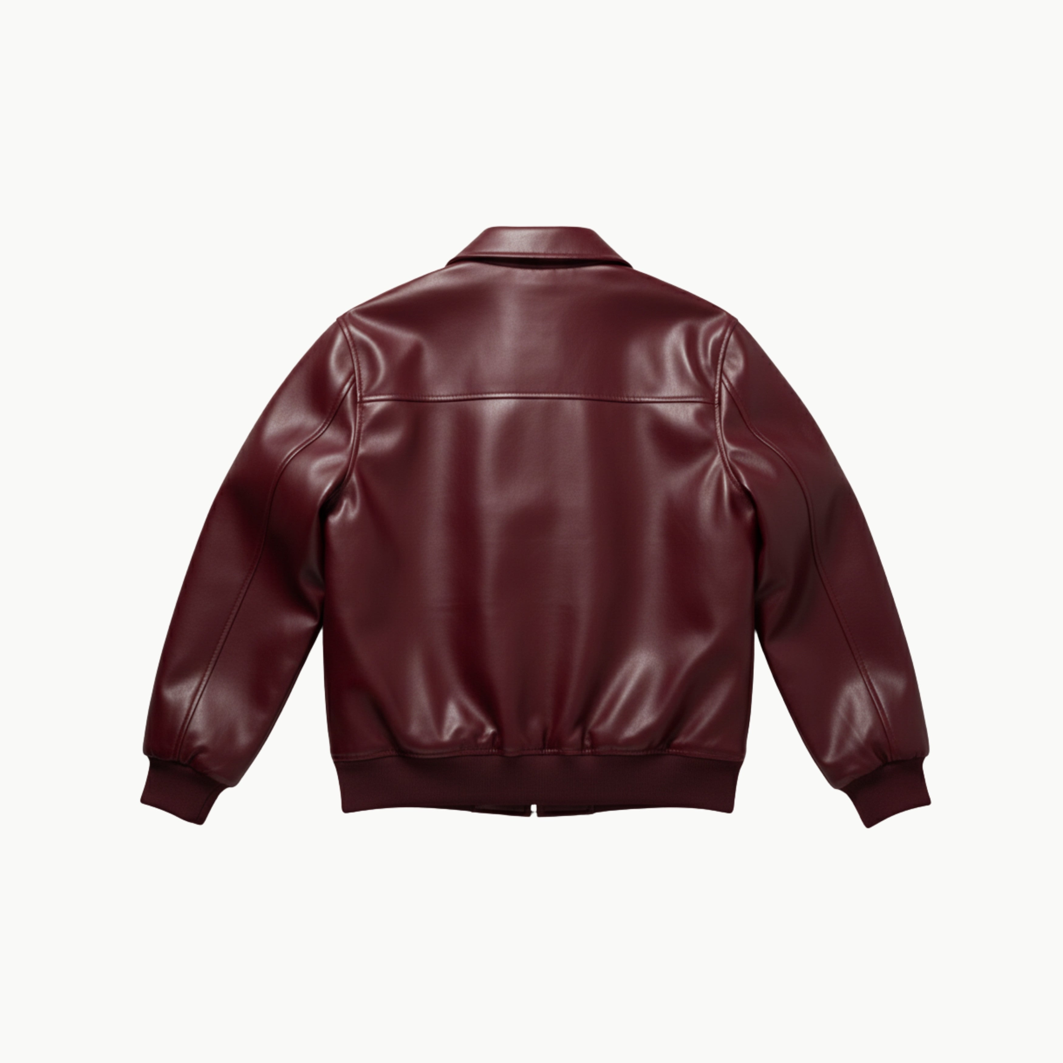 Burgundy Boxy Fit Faux Leather Jacket