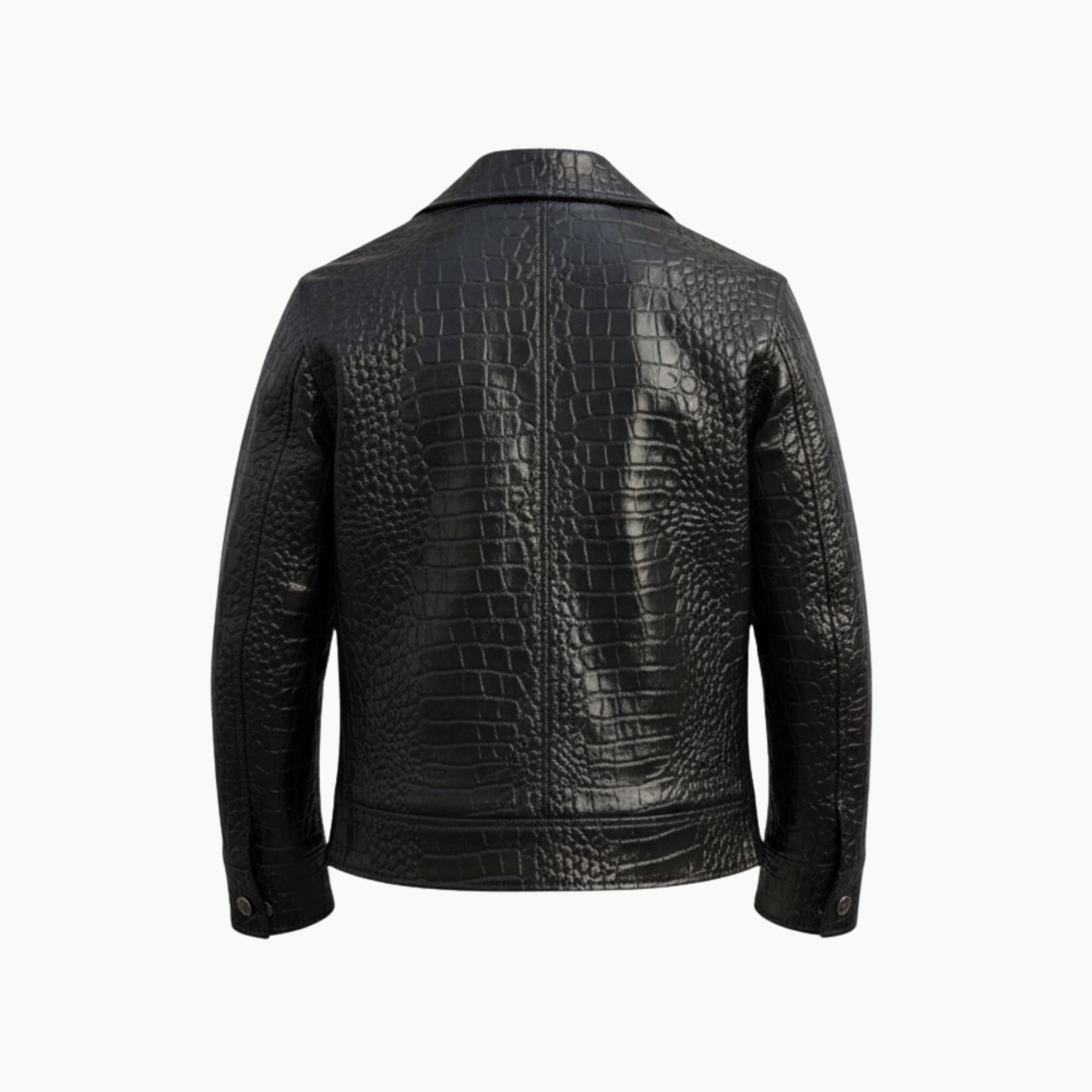 Crocodile Black Faux Leather Jacket