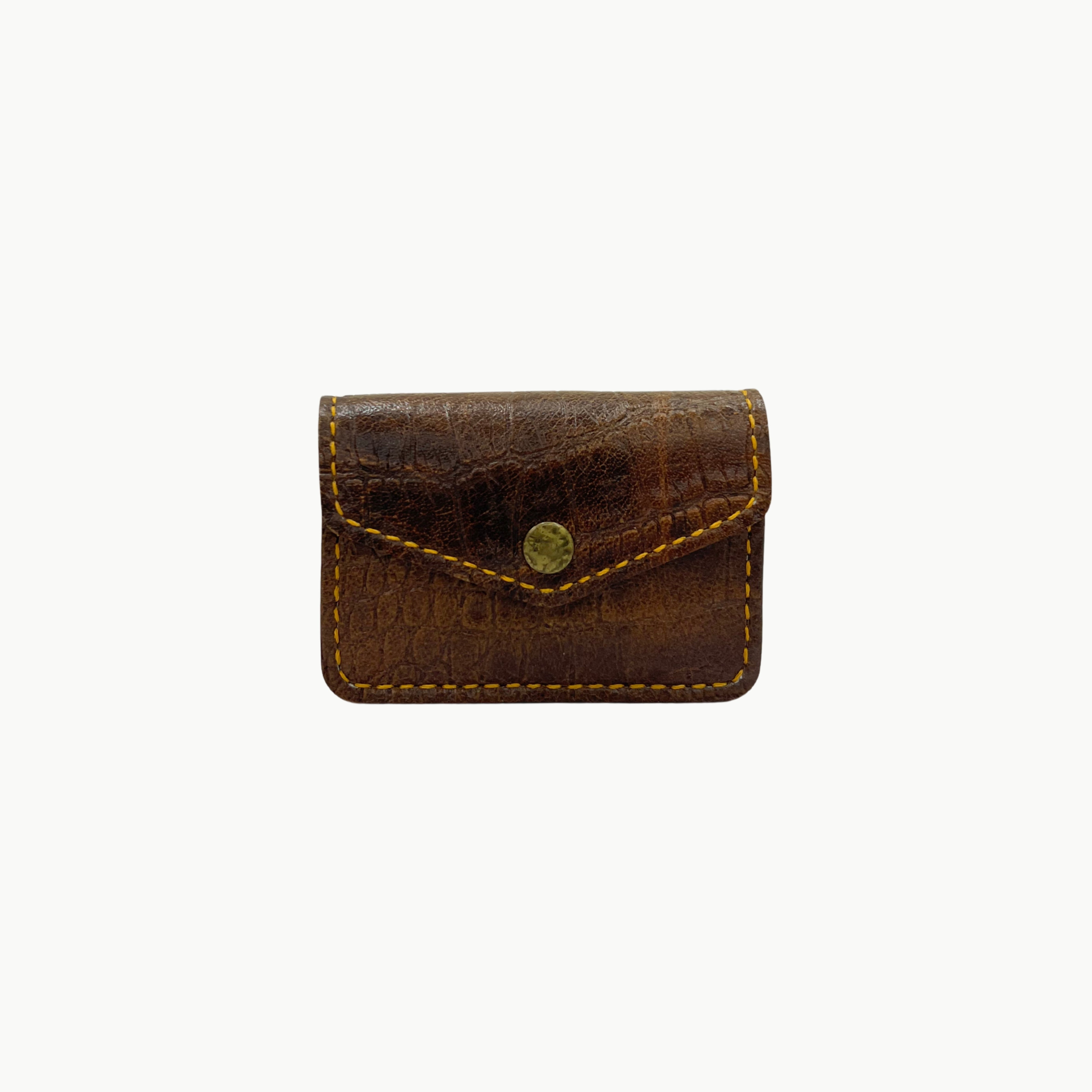 W1 Crocodile Handmade Card Holder Dark Brown