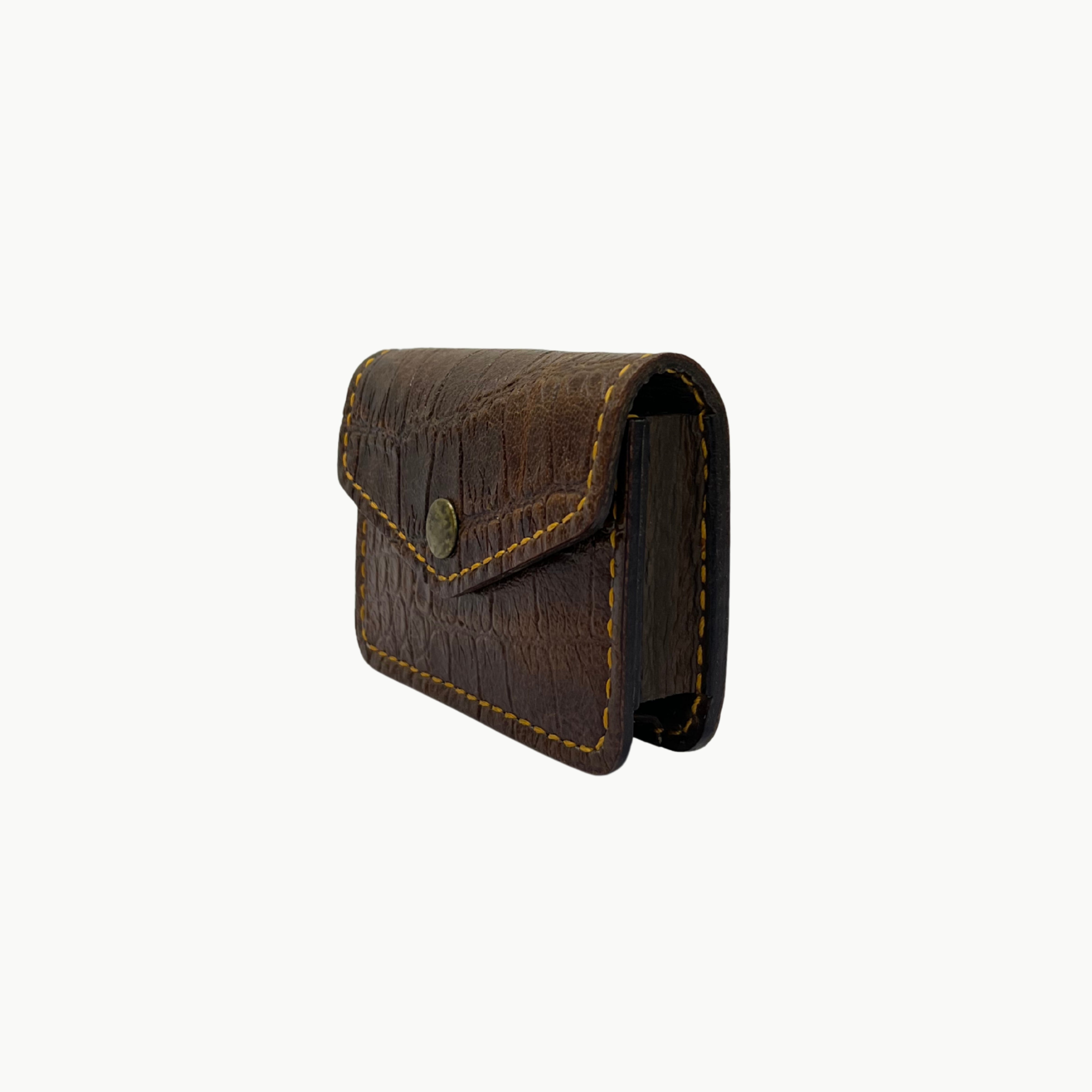 W1 Crocodile Handmade Card Holder Dark Brown