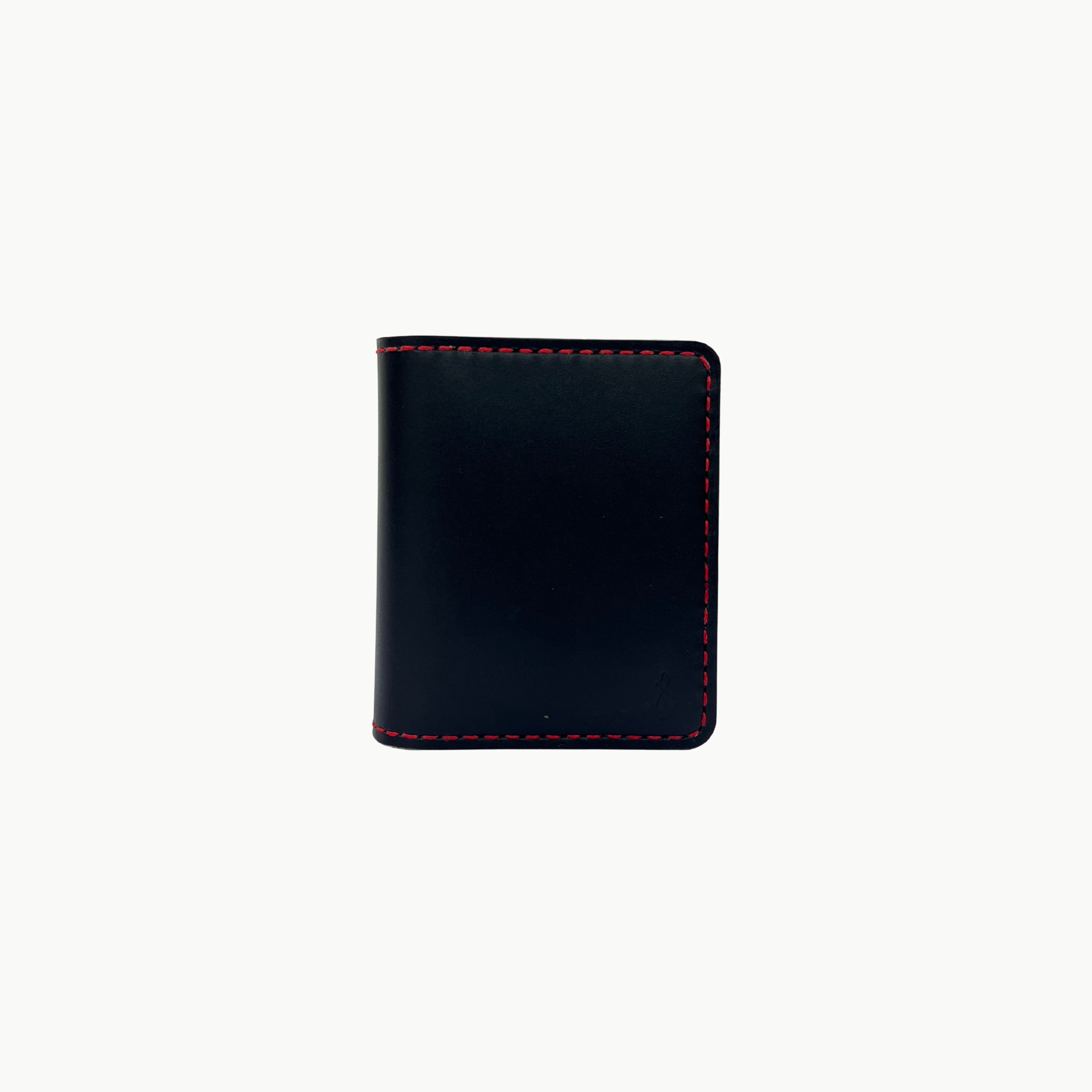 W6 Vertical Bifold Handmade Leather Wallet Black - RT