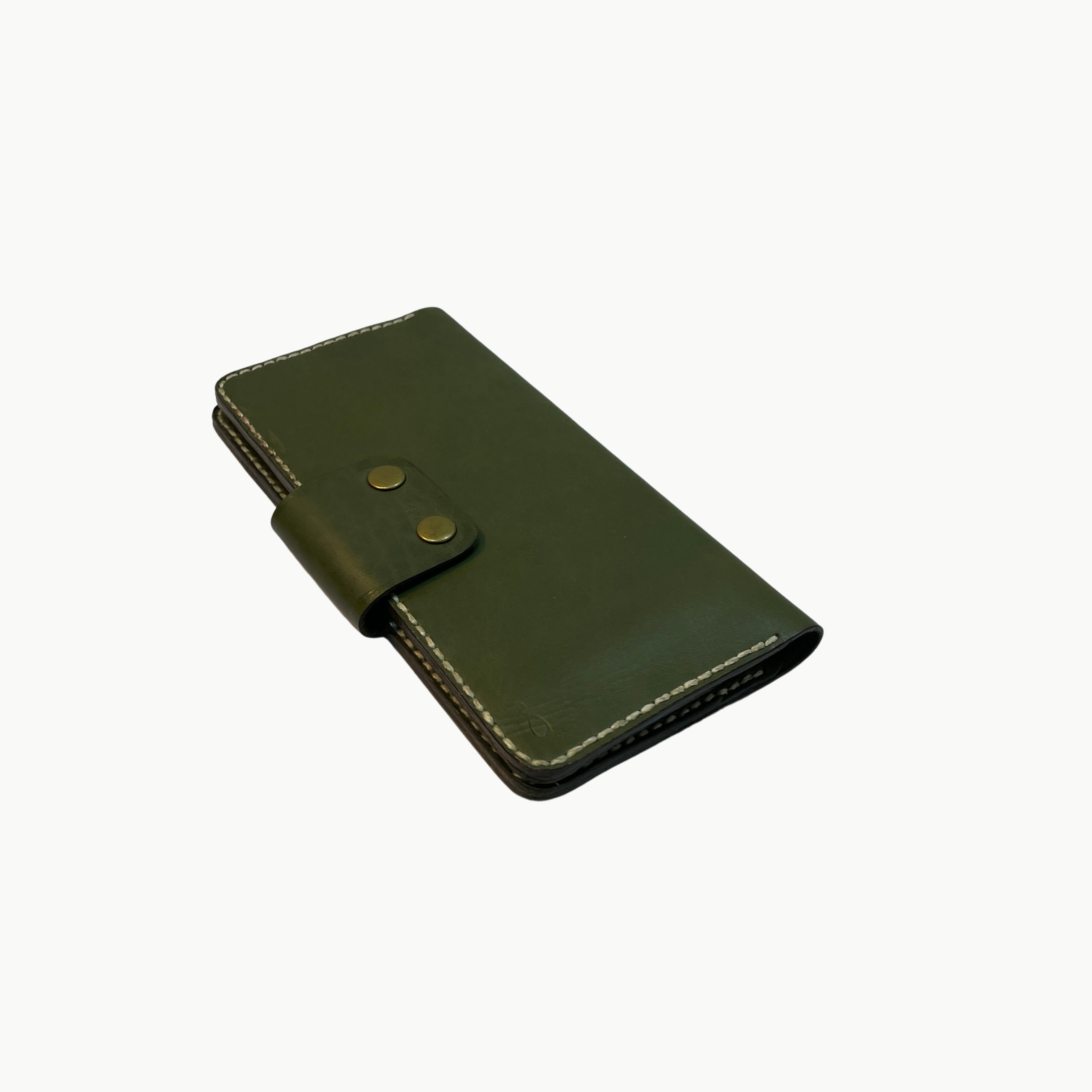 M1 Handmade Long Leather Wallet Olive Green