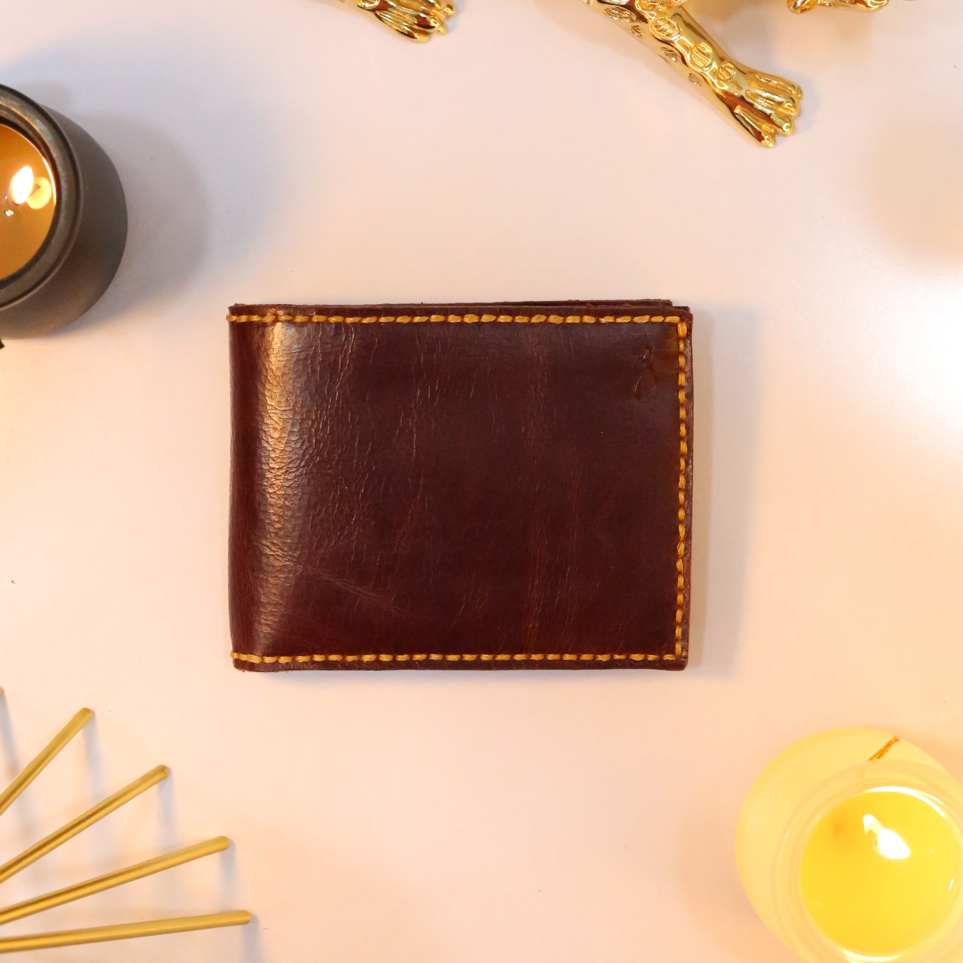 W7 Handmade Leather Coin Wallet Maroon