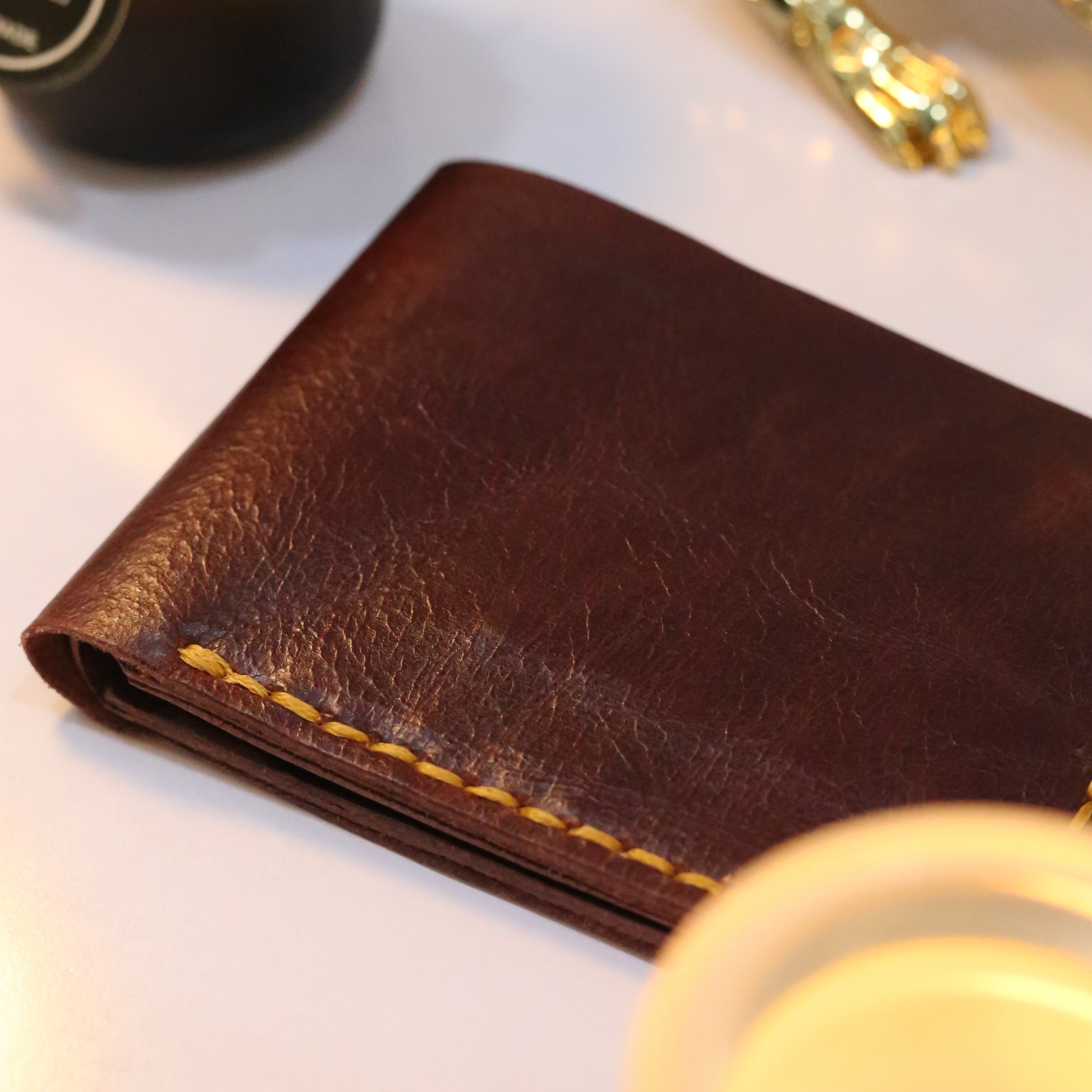 W2 Bi-Fold Handmade Leather Wallet Maroon