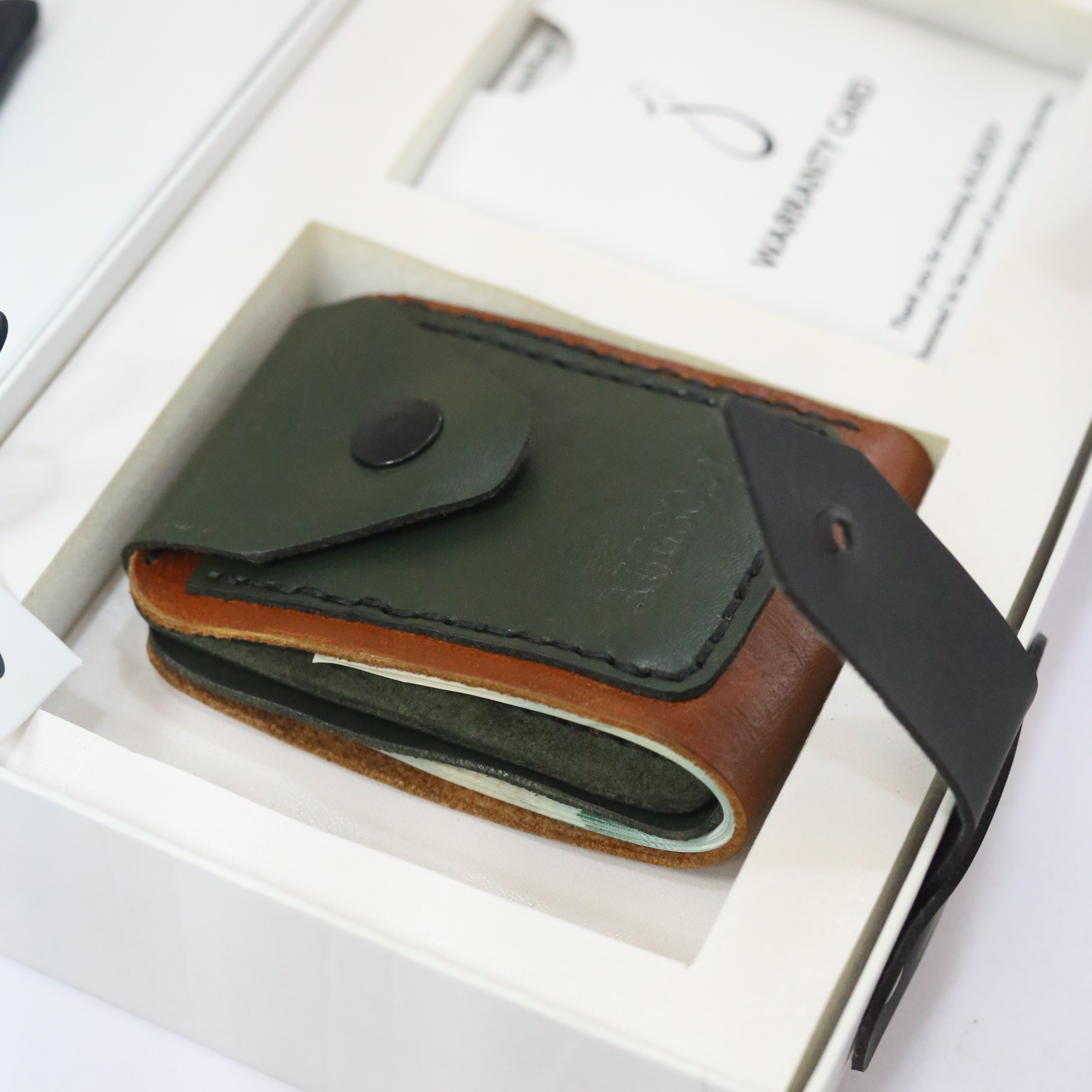 W3 Handmade Leather Wallet Olive & Brown