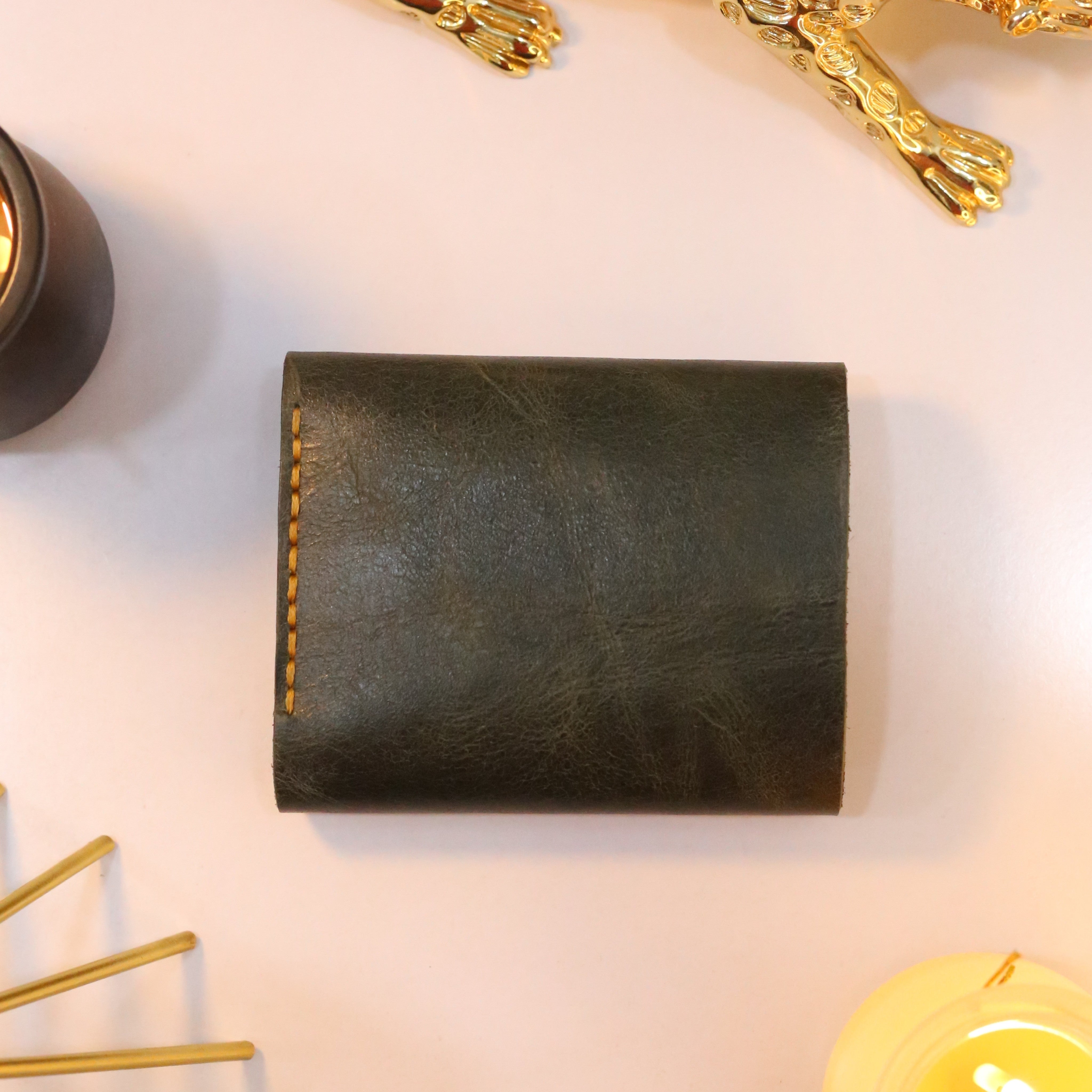 W8 Hybrid Handmade Leather Wallet Stone Green & Brown