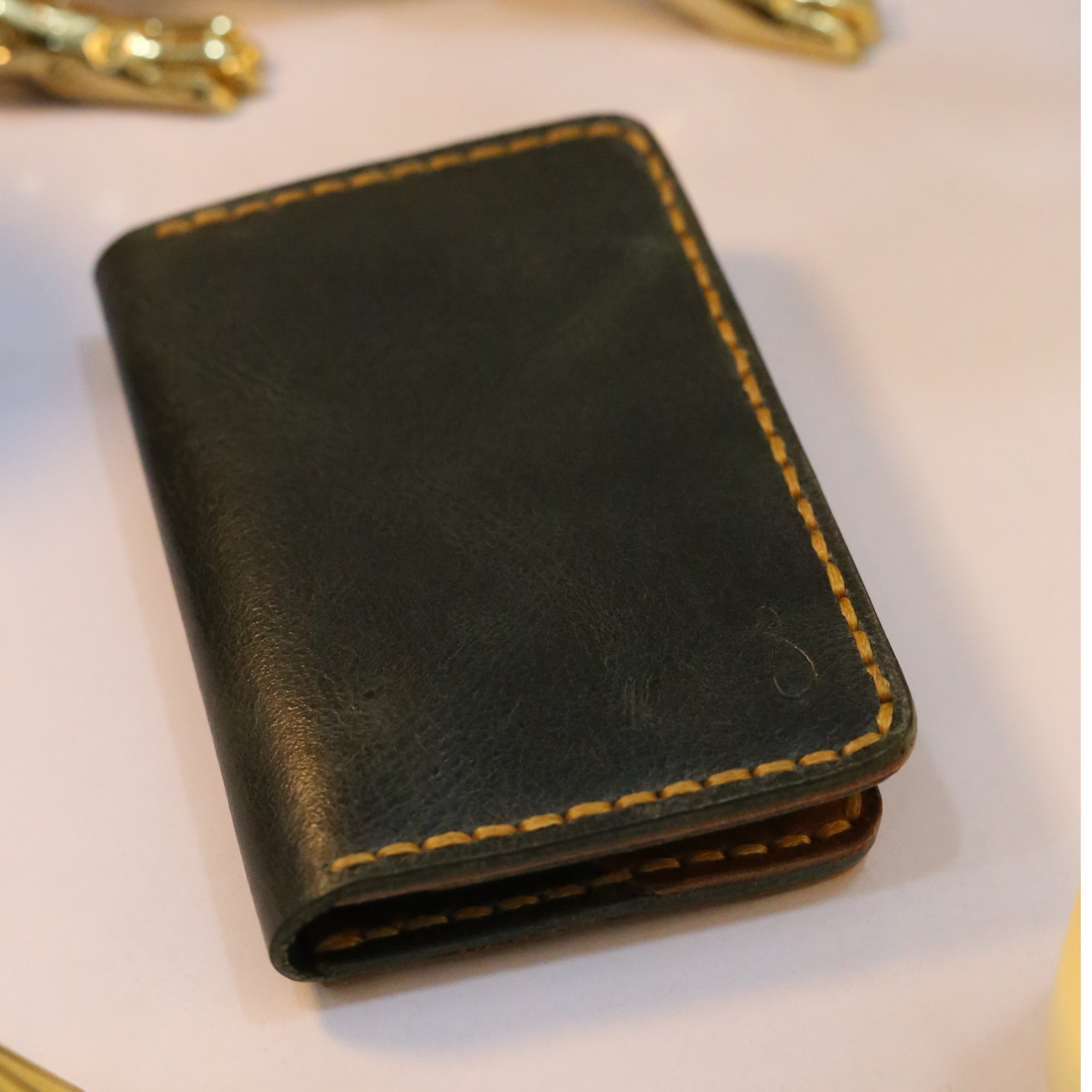 W5 Handmade Leather Wallet Stone Green & Brown