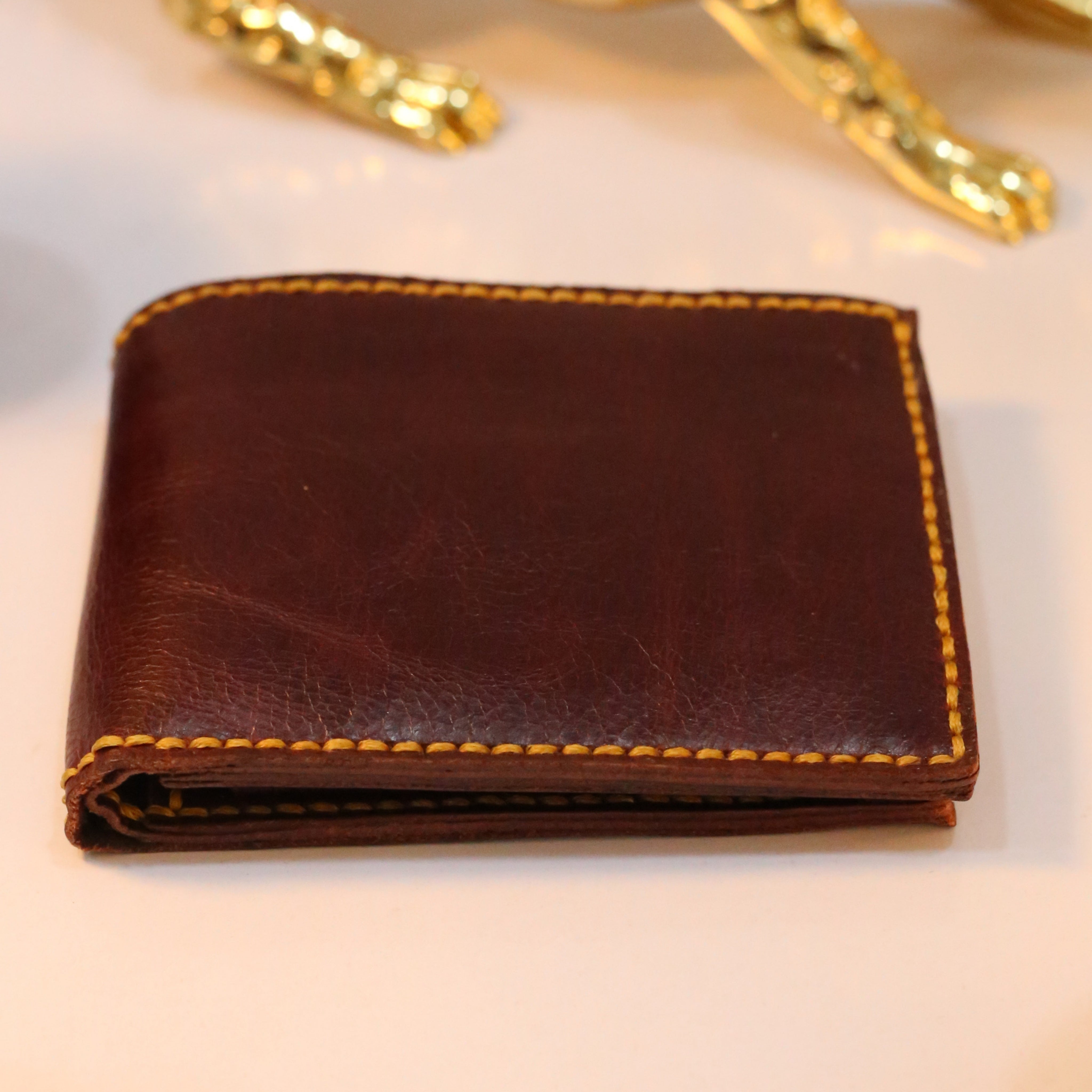 W7 Handmade Leather Coin Wallet Maroon