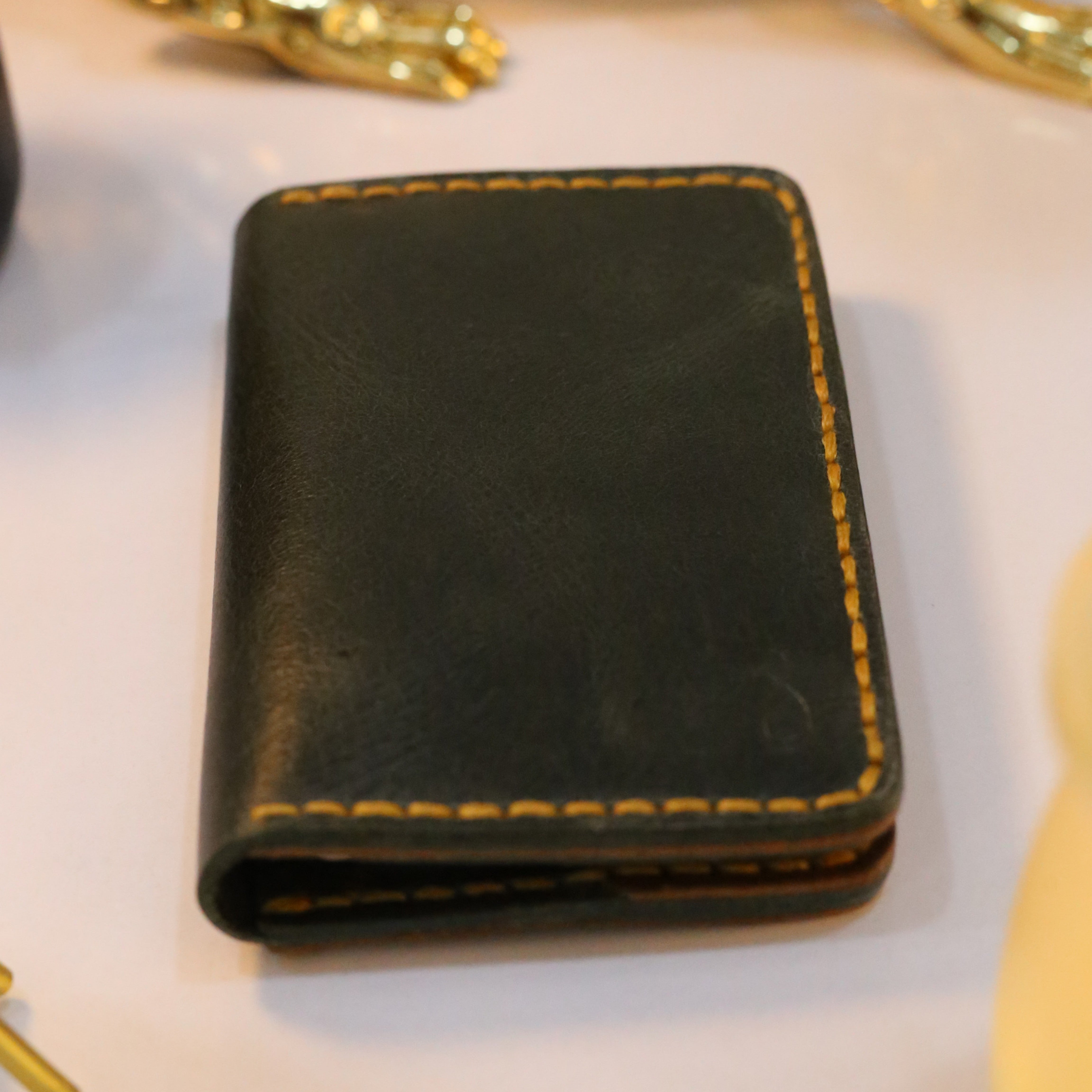 W5 Handmade Leather Wallet Stone Green & Brown