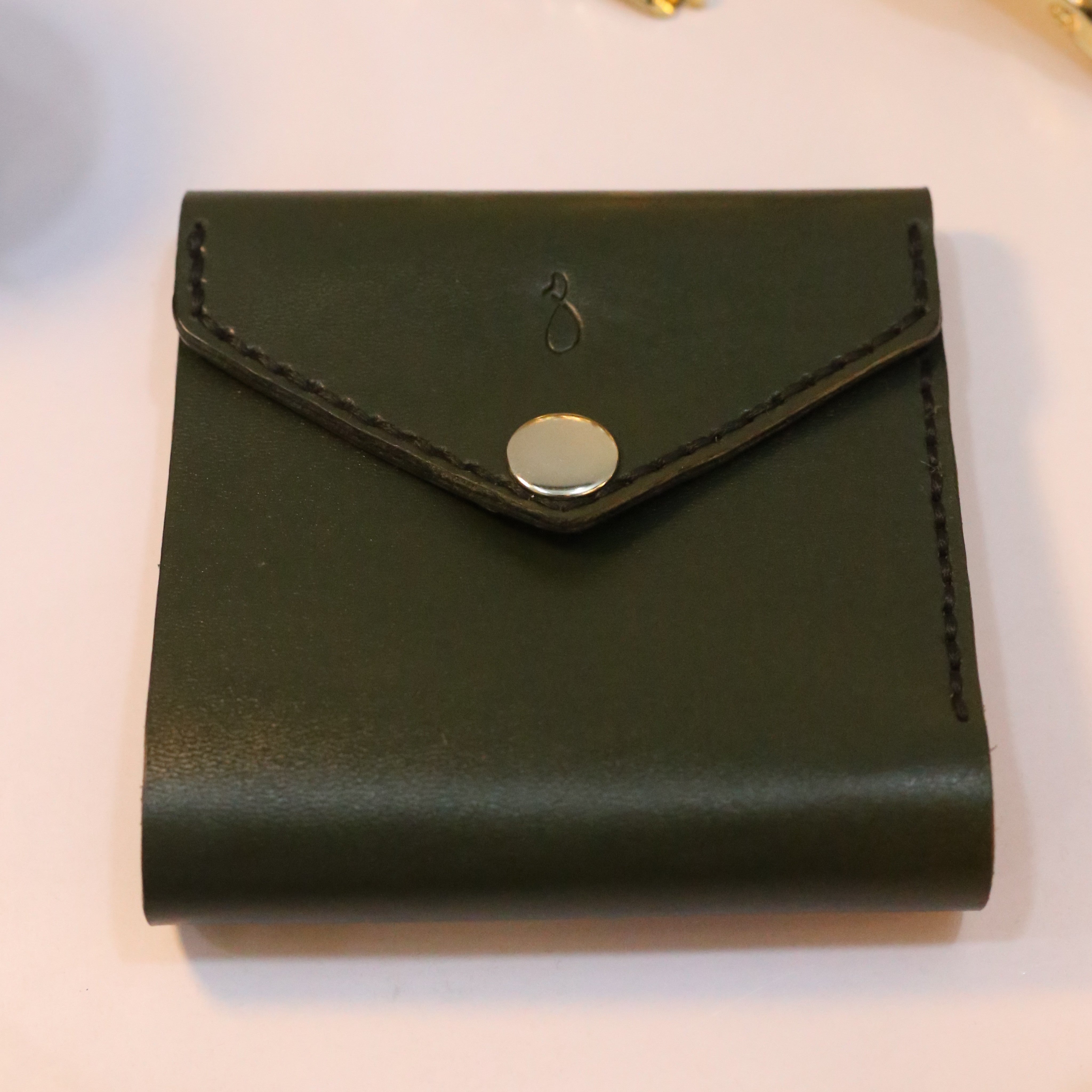 W6 Big Flap Handmade Leather Wallet Olive Green