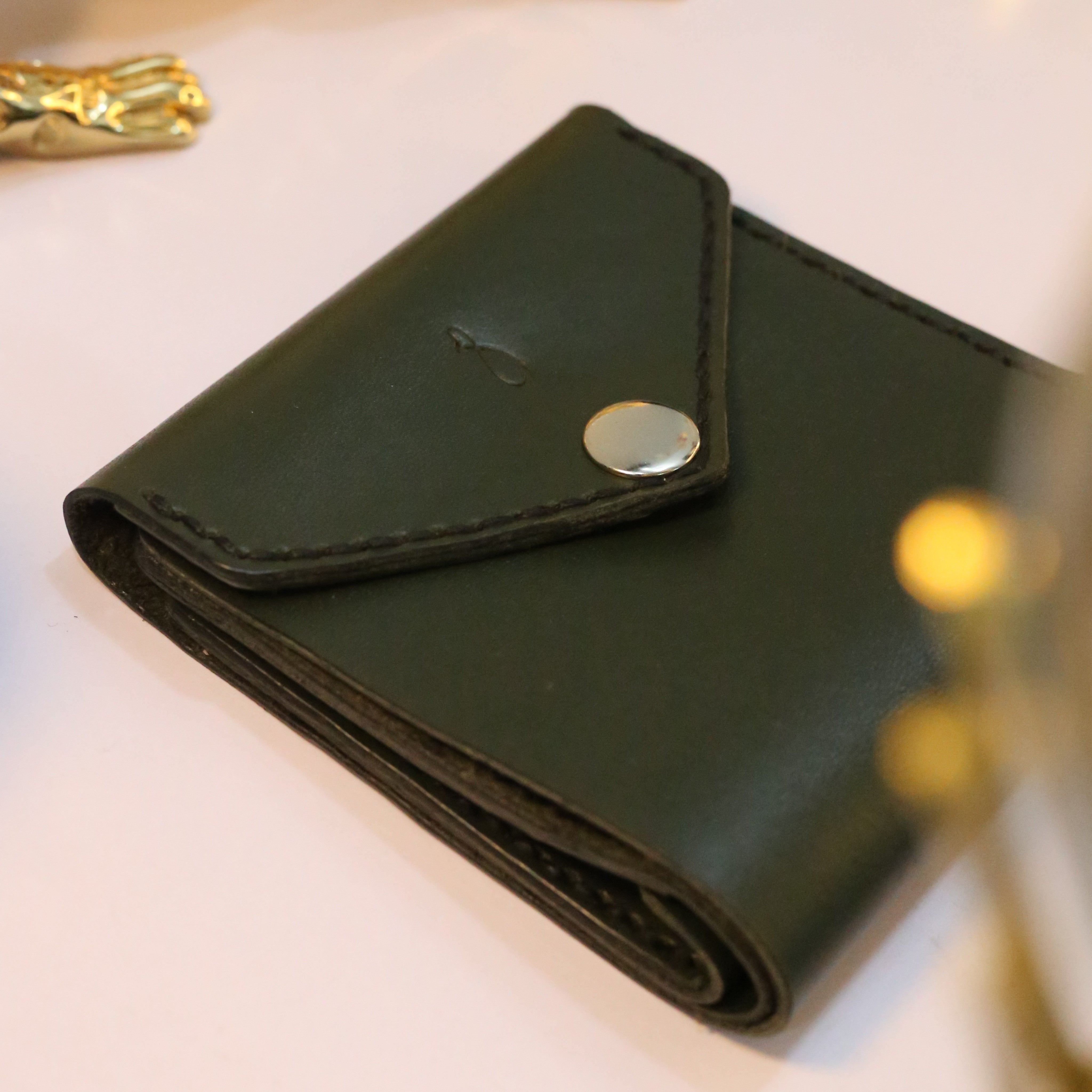W6 Big Flap Handmade Leather Wallet Olive Green