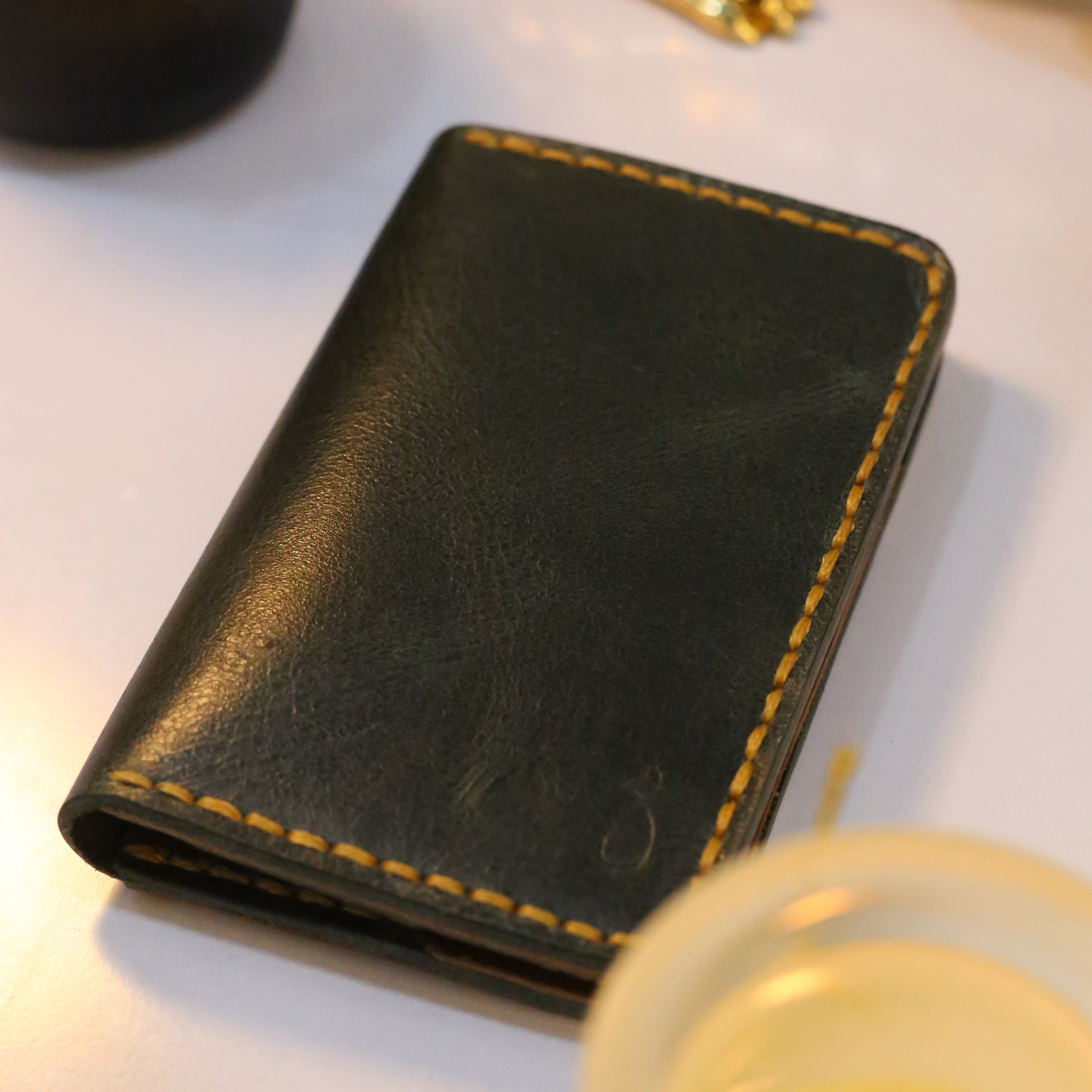 W5 Handmade Leather Wallet Stone Green & Brown