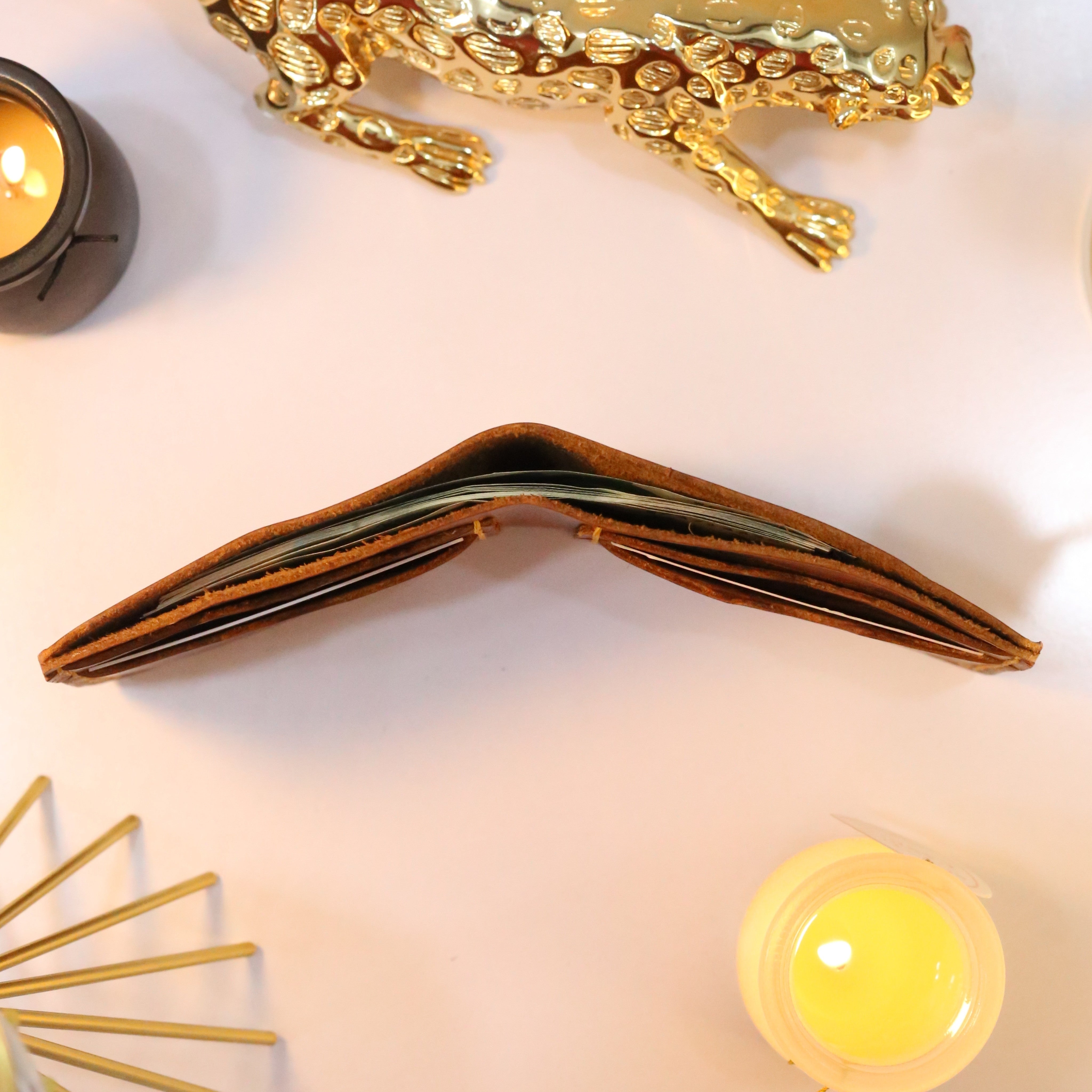 W2 Bi-Fold Handmade Leather Wallet Brown