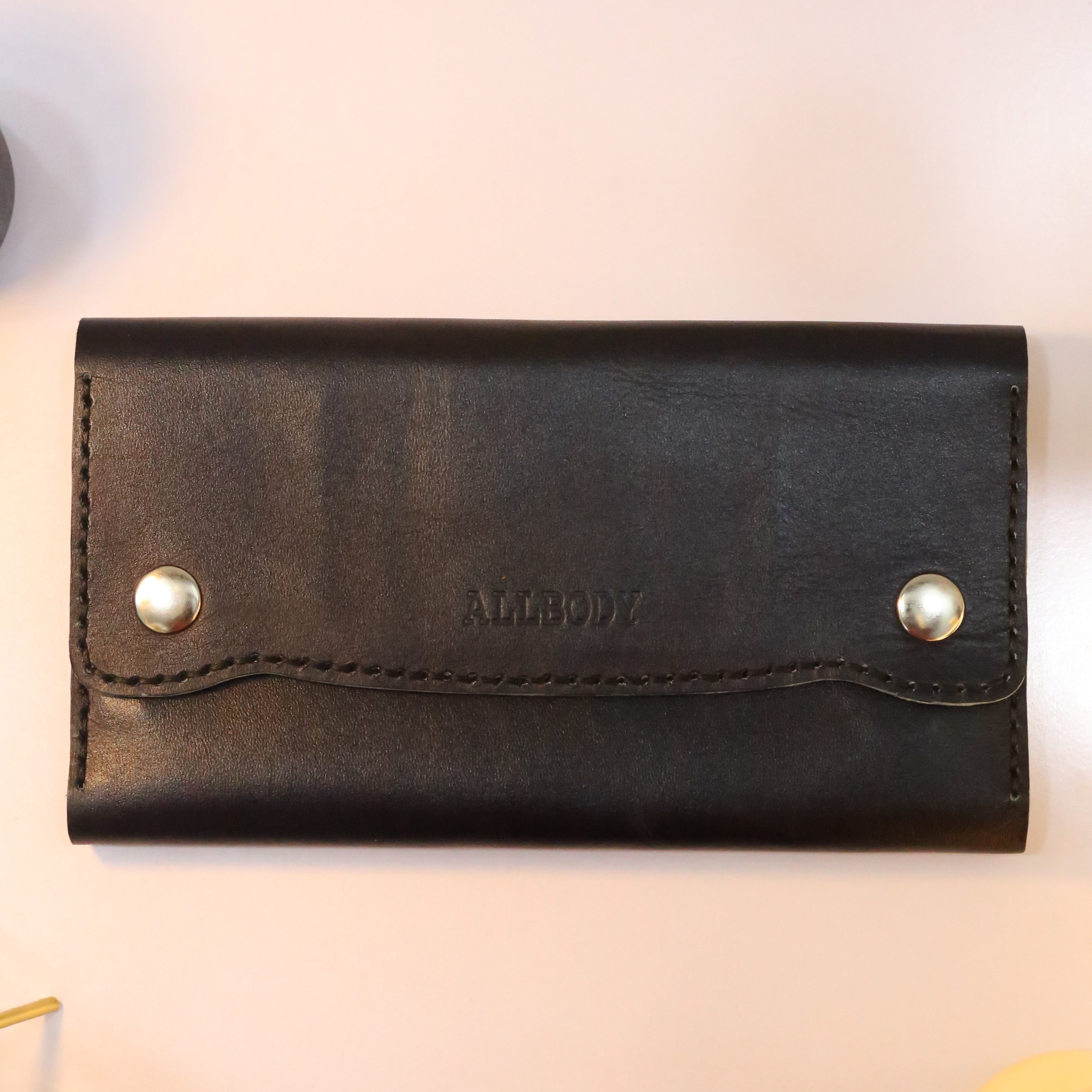 W10 Long Unisex Handmade Leather Wallet Navy Blue