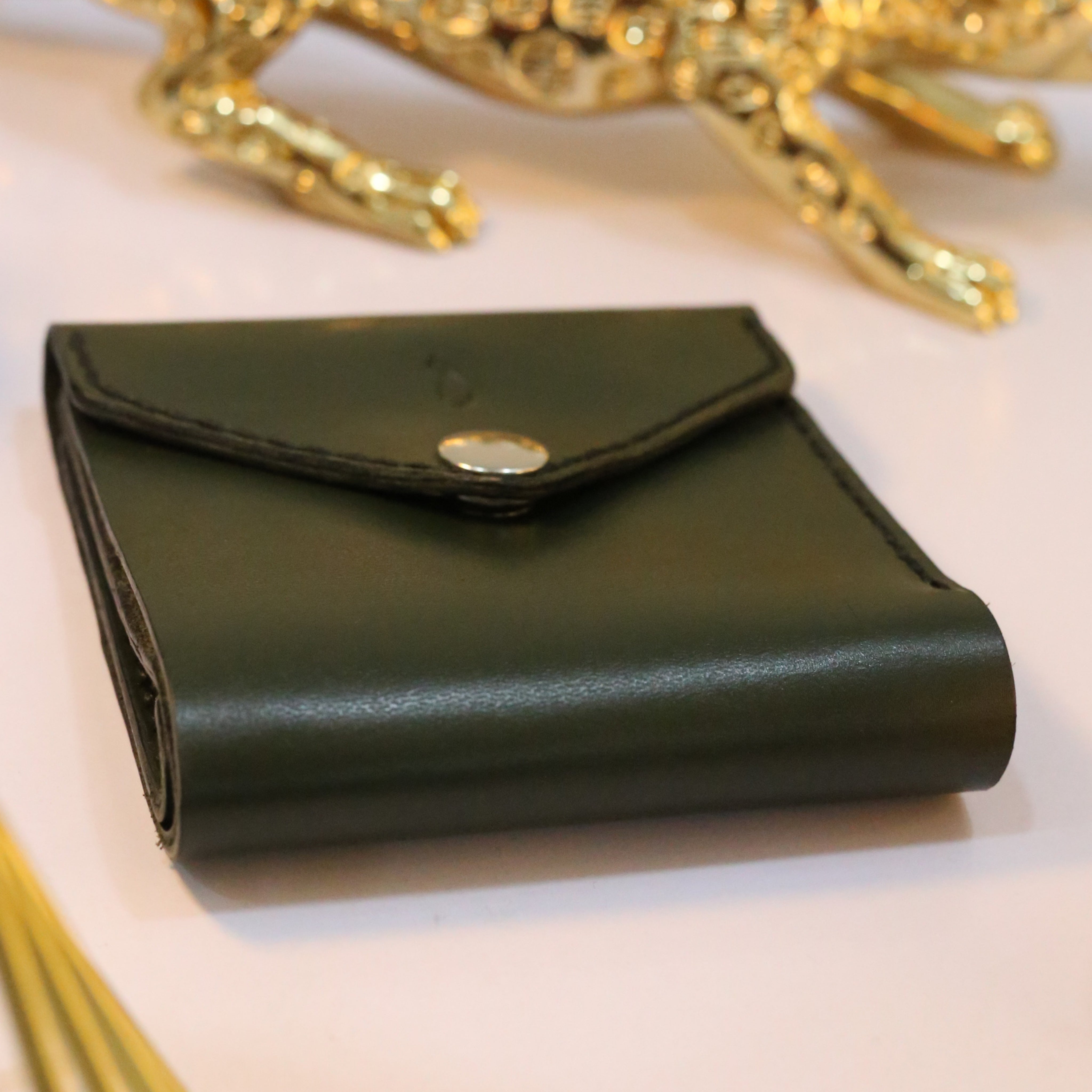 W6 Big Flap Handmade Leather Wallet Olive Green