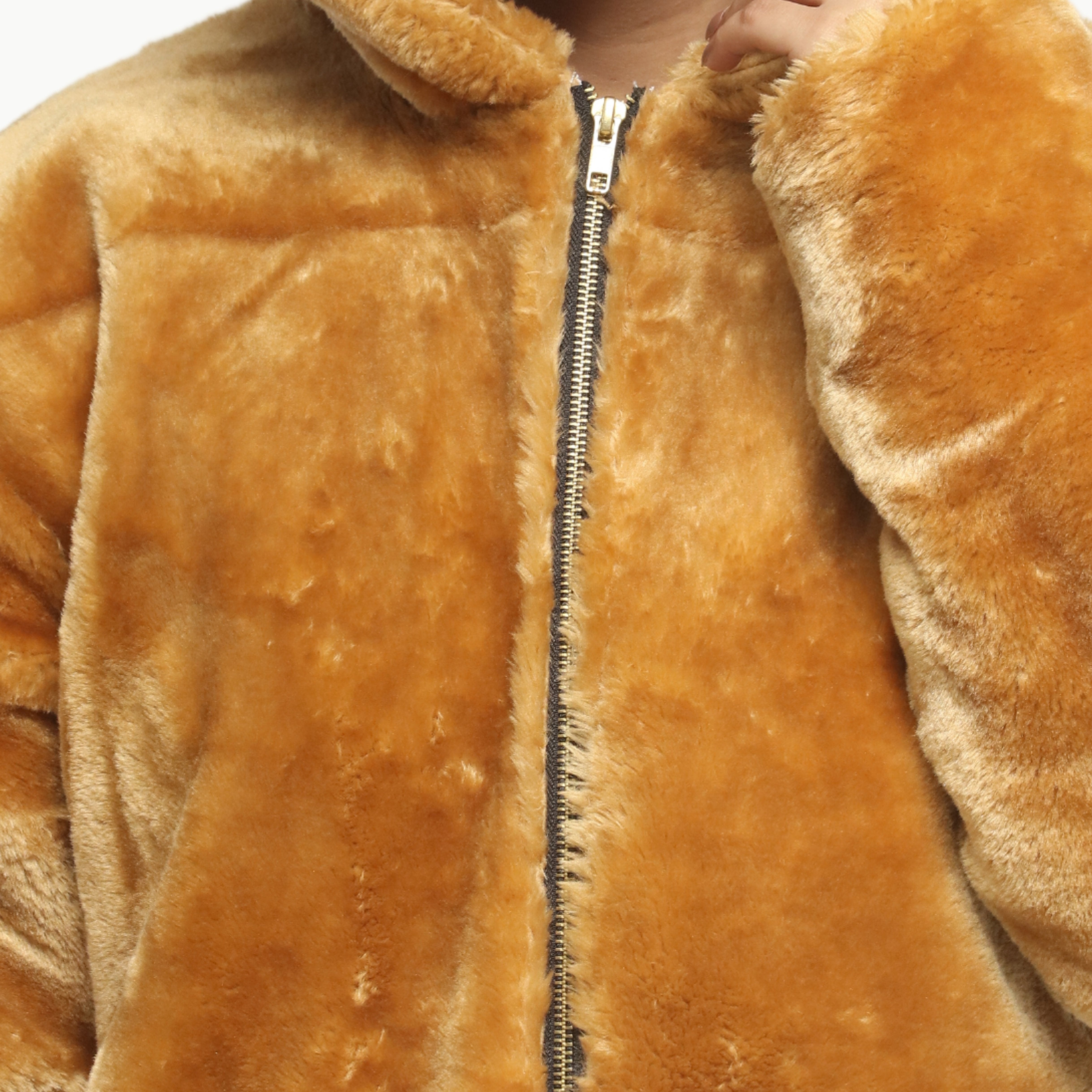 Women Camel Mohair Fur Jacket