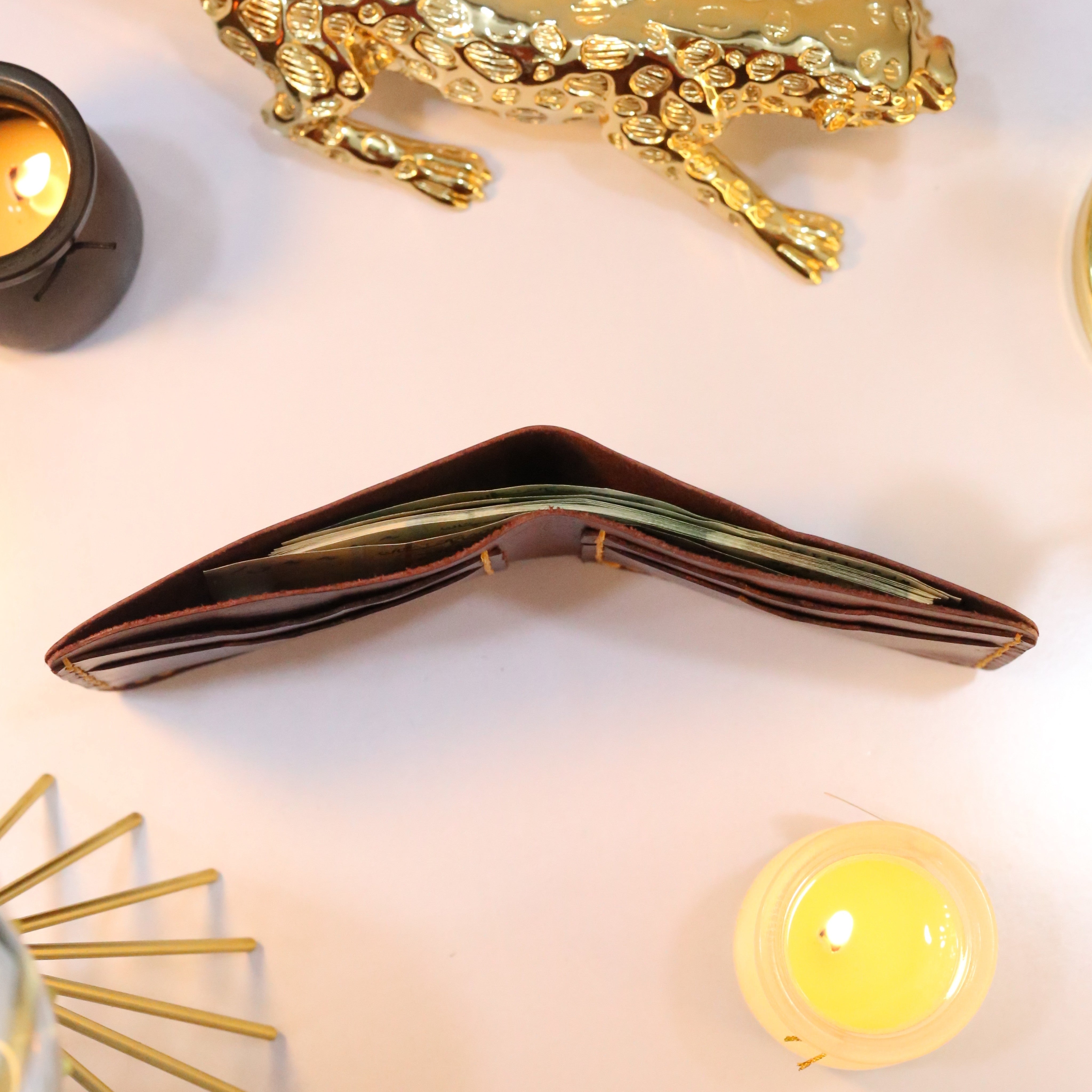 W2 Bi-Fold Handmade Leather Wallet Maroon