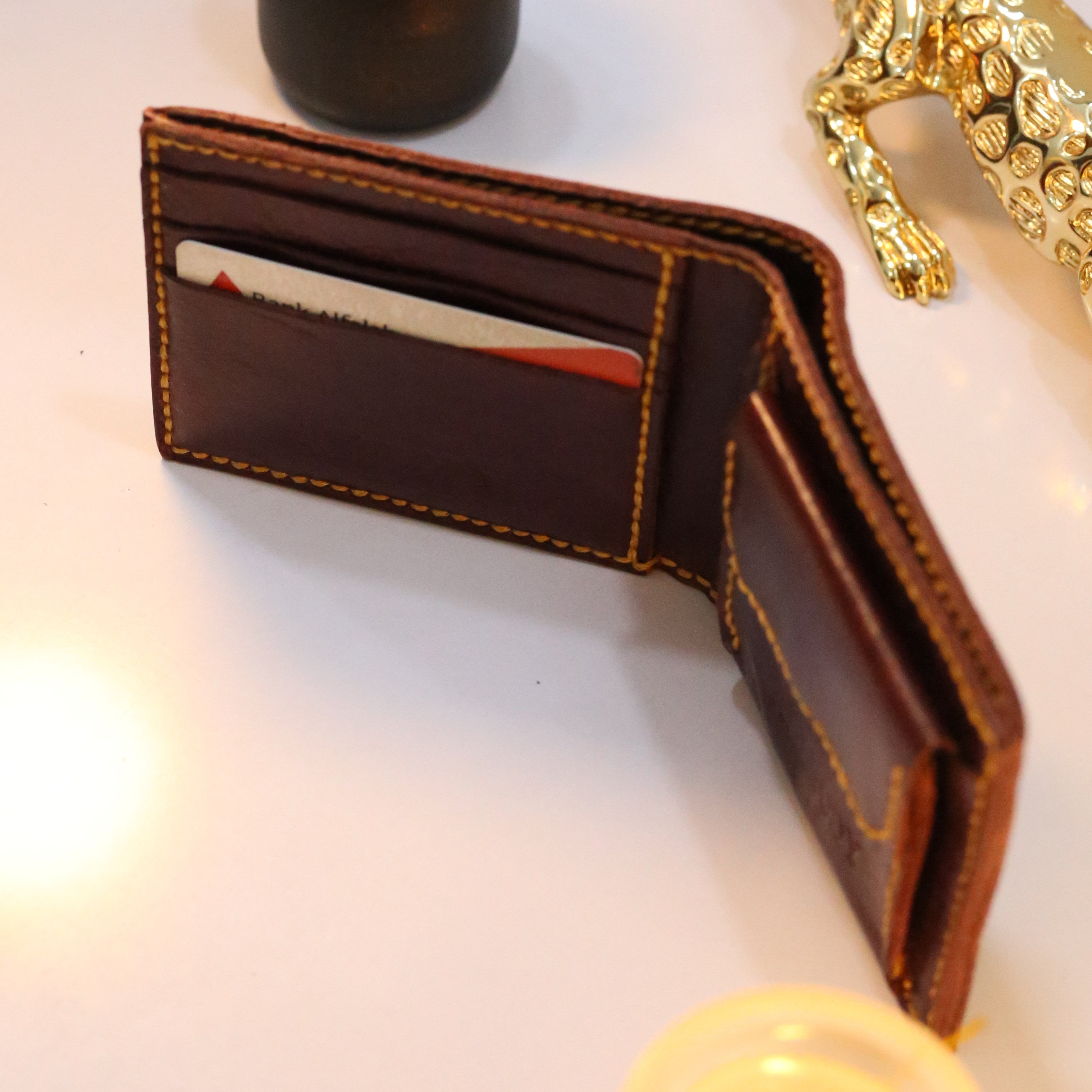 W7 Handmade Leather Coin Wallet Maroon