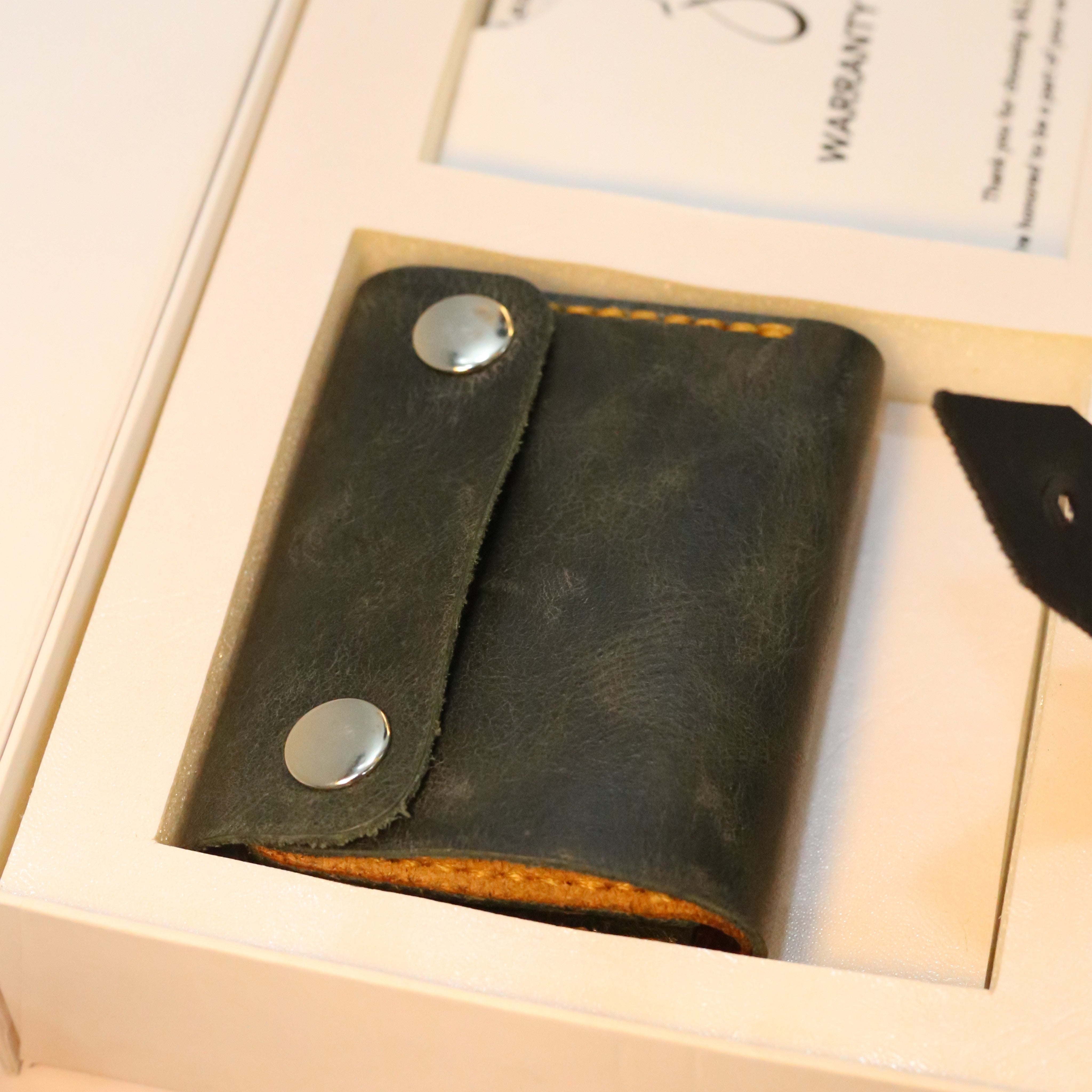 W8 Hybrid Handmade Leather Wallet Stone Green & Brown