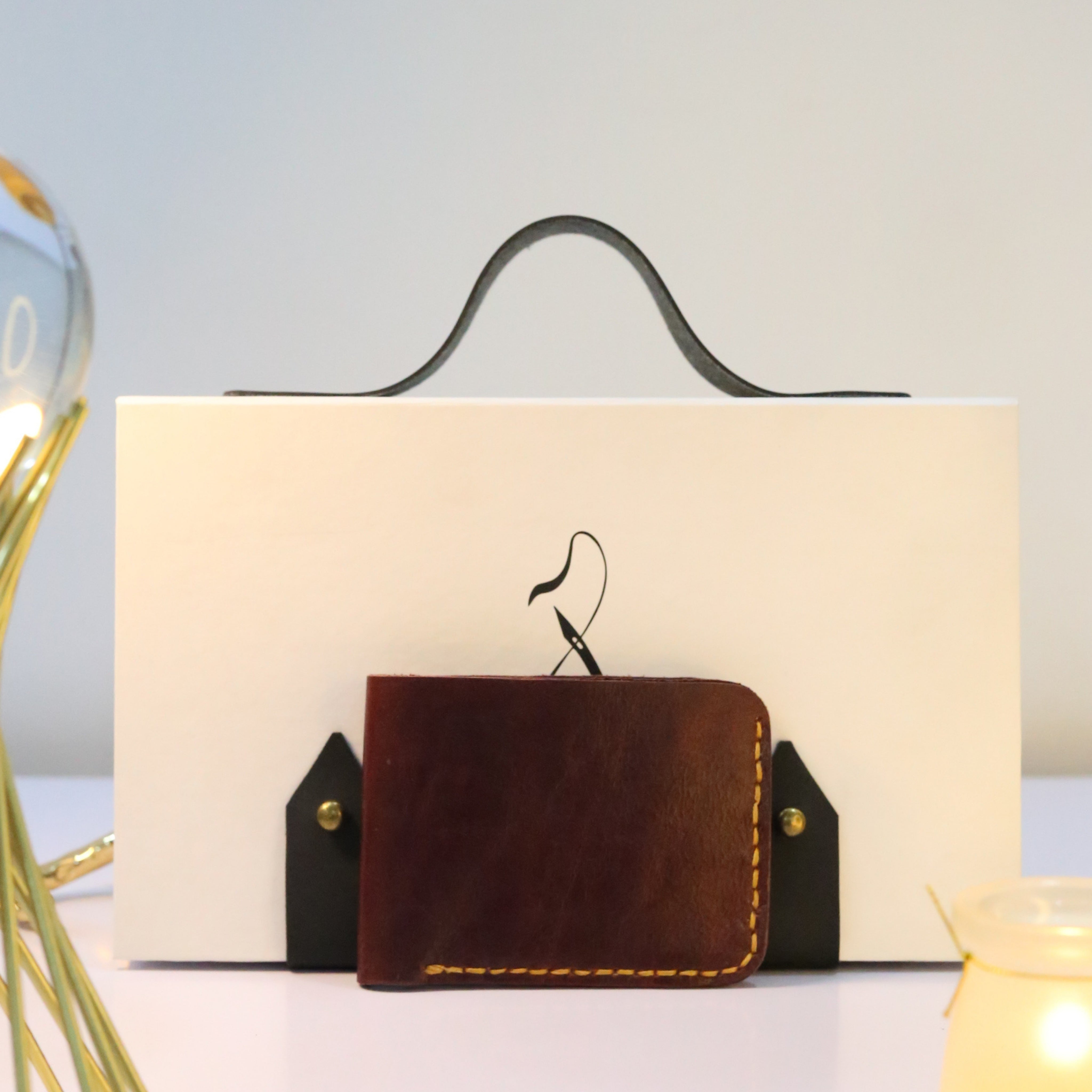 W2 Bi-Fold Handmade Leather Wallet Maroon