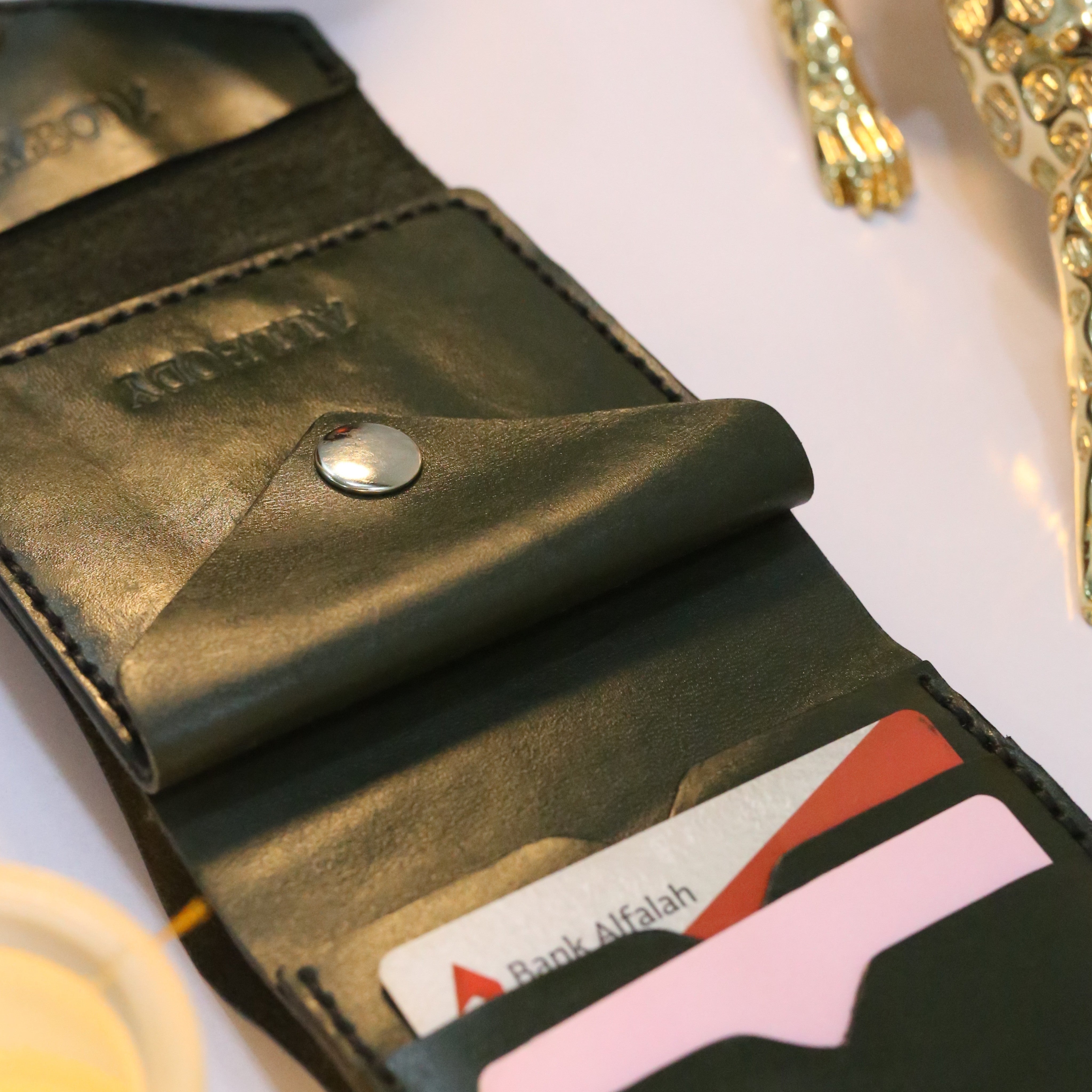 W6 Big Flap Handmade Leather Wallet Olive Green