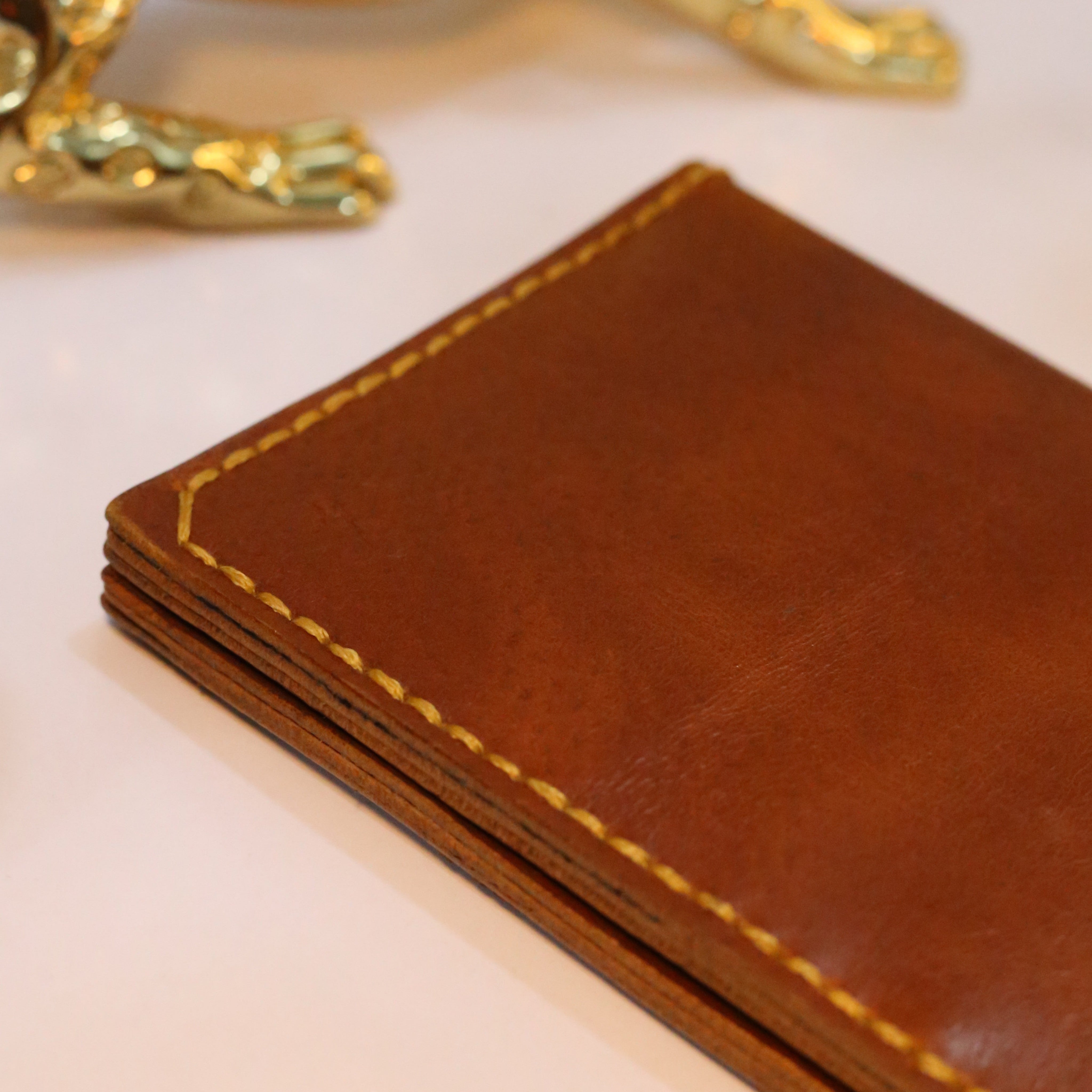 W9 Long Bi-Fold Handmade Leather Wallet Brown