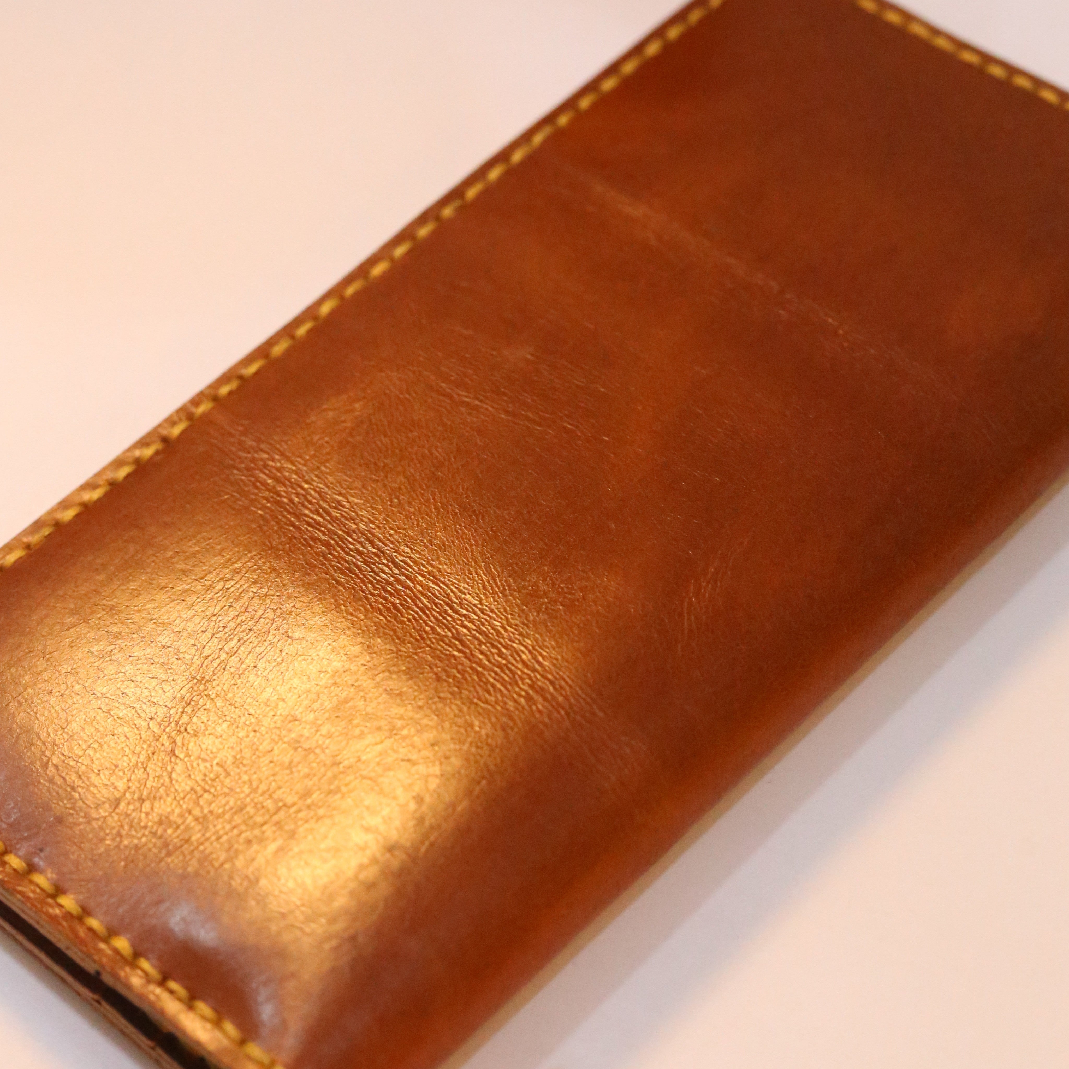W9 Long Bi-Fold Handmade Leather Wallet Brown