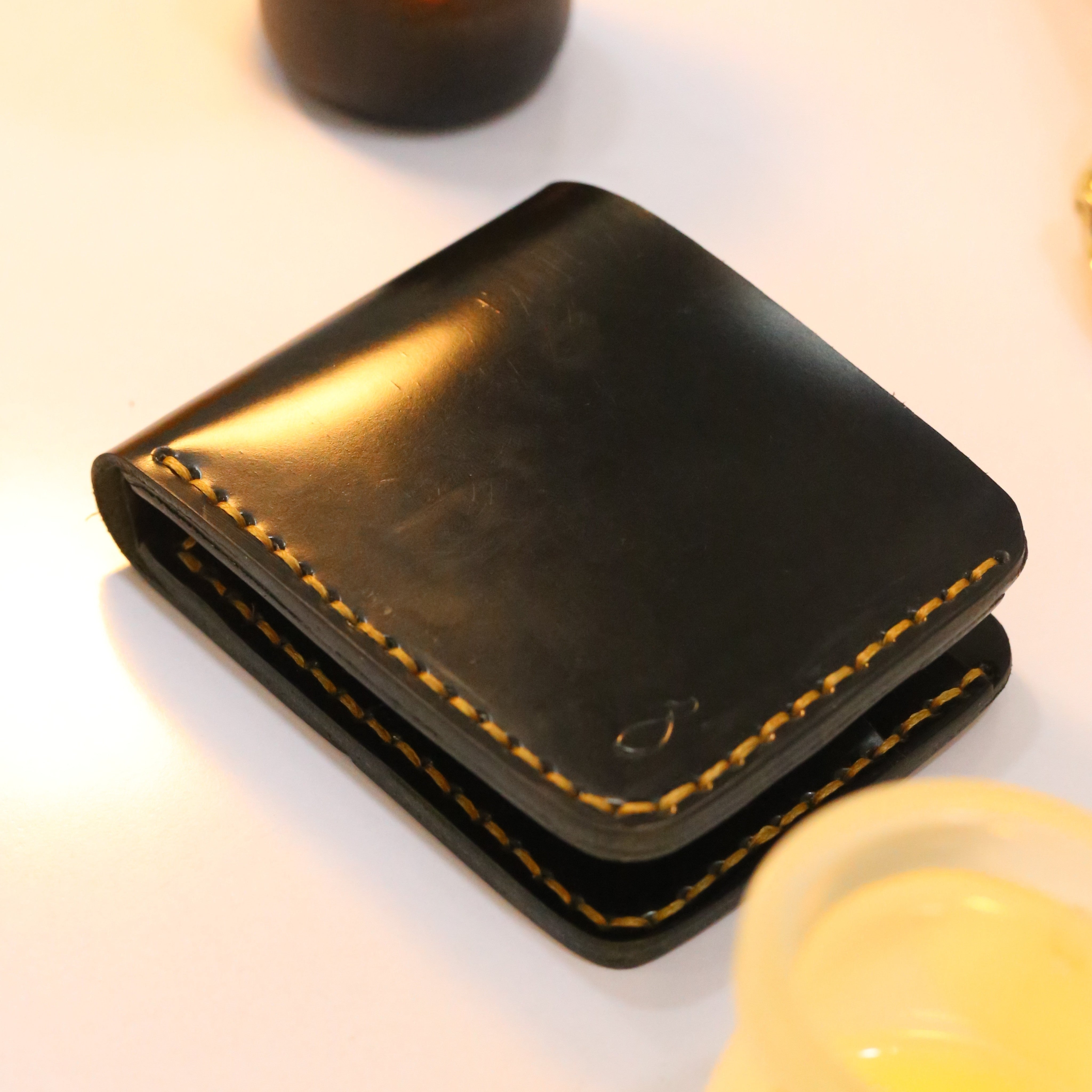 W2 Bi-Fold Handmade Leather Wallet Black