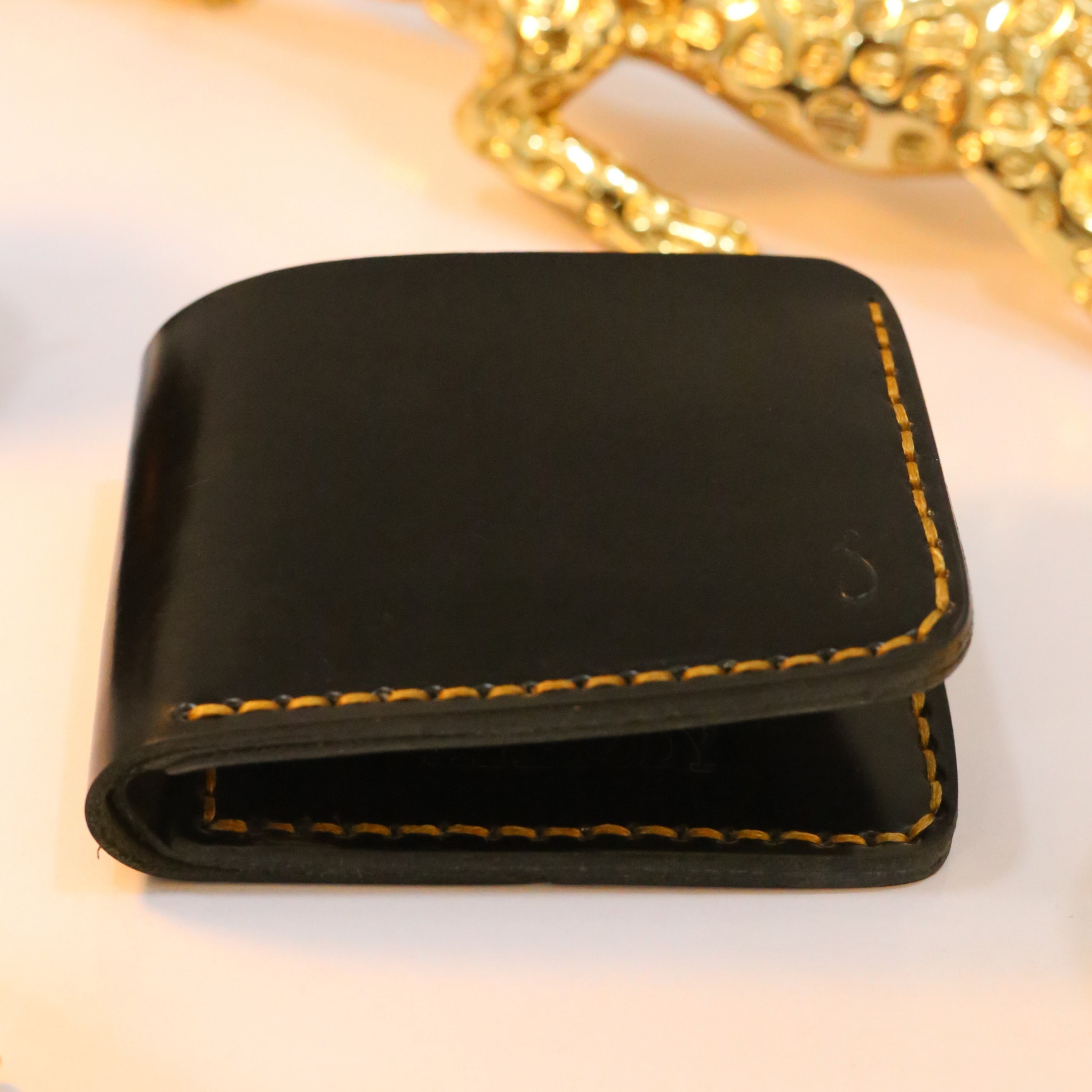 W2 Bi-Fold Handmade Leather Wallet Black