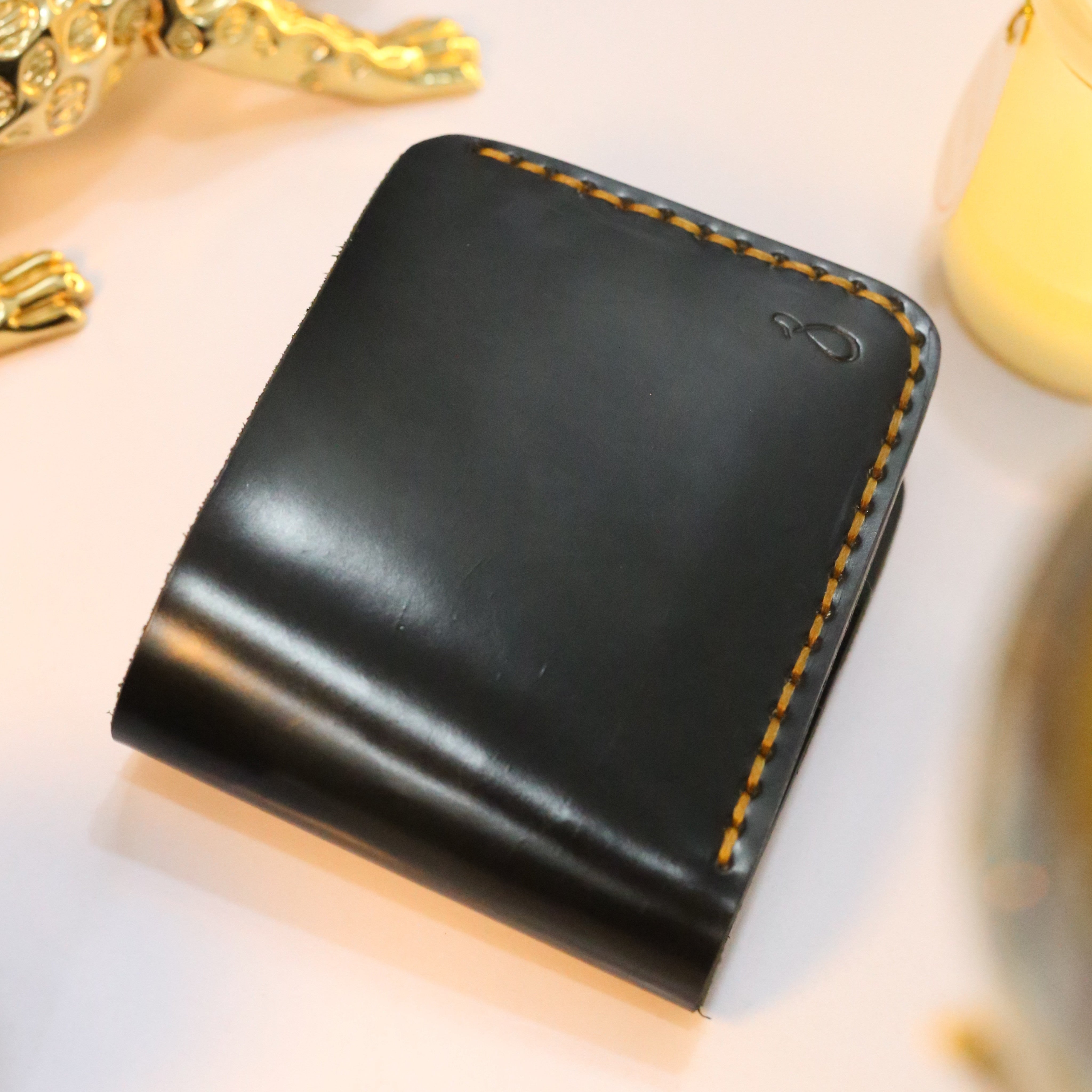 W2 Bi-Fold Handmade Leather Wallet Black