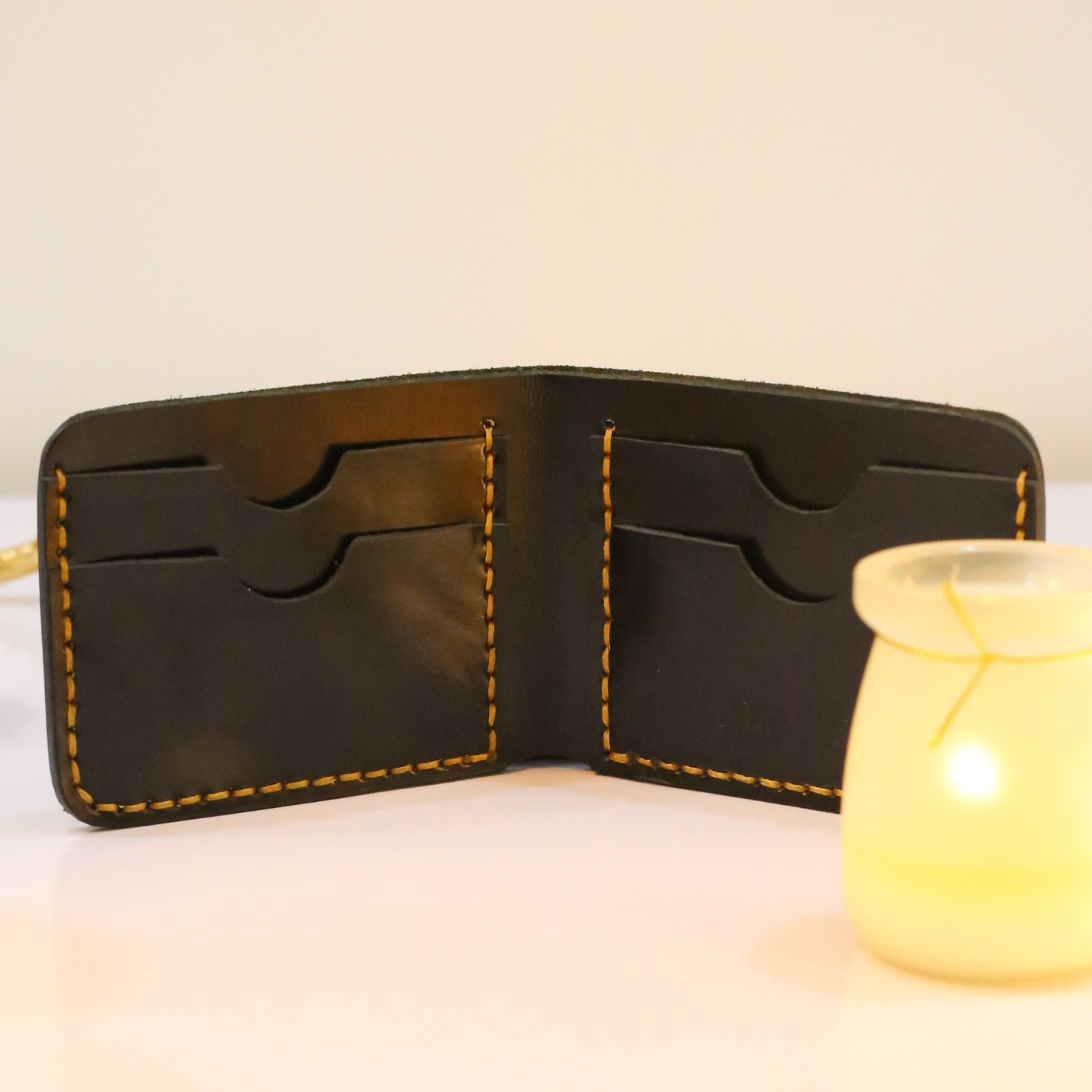 W2 Bi-Fold Handmade Leather Wallet Black