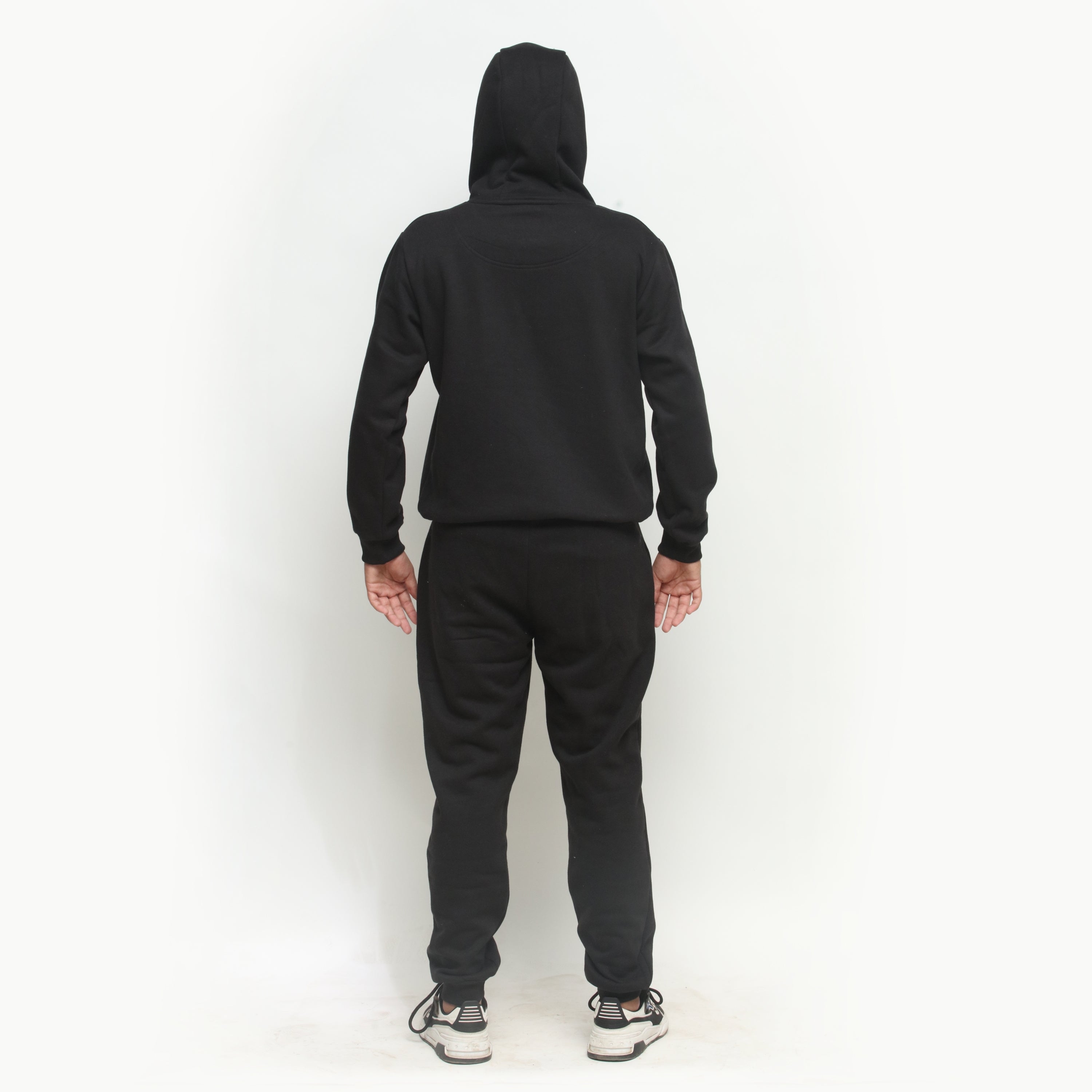 Embroidered Black Hooded Tracksuit