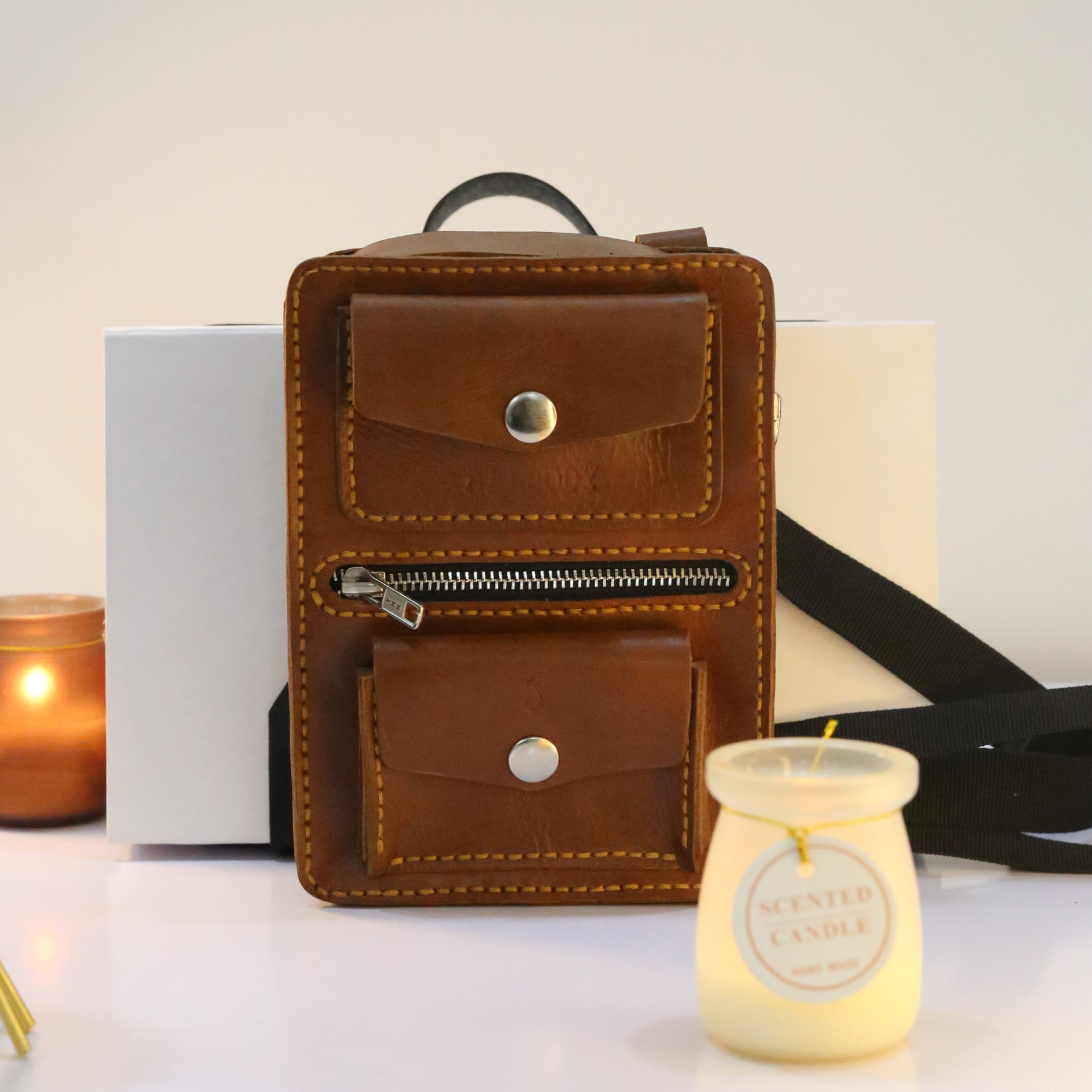 B1 Handmade Leather Crossbody Bag Brown