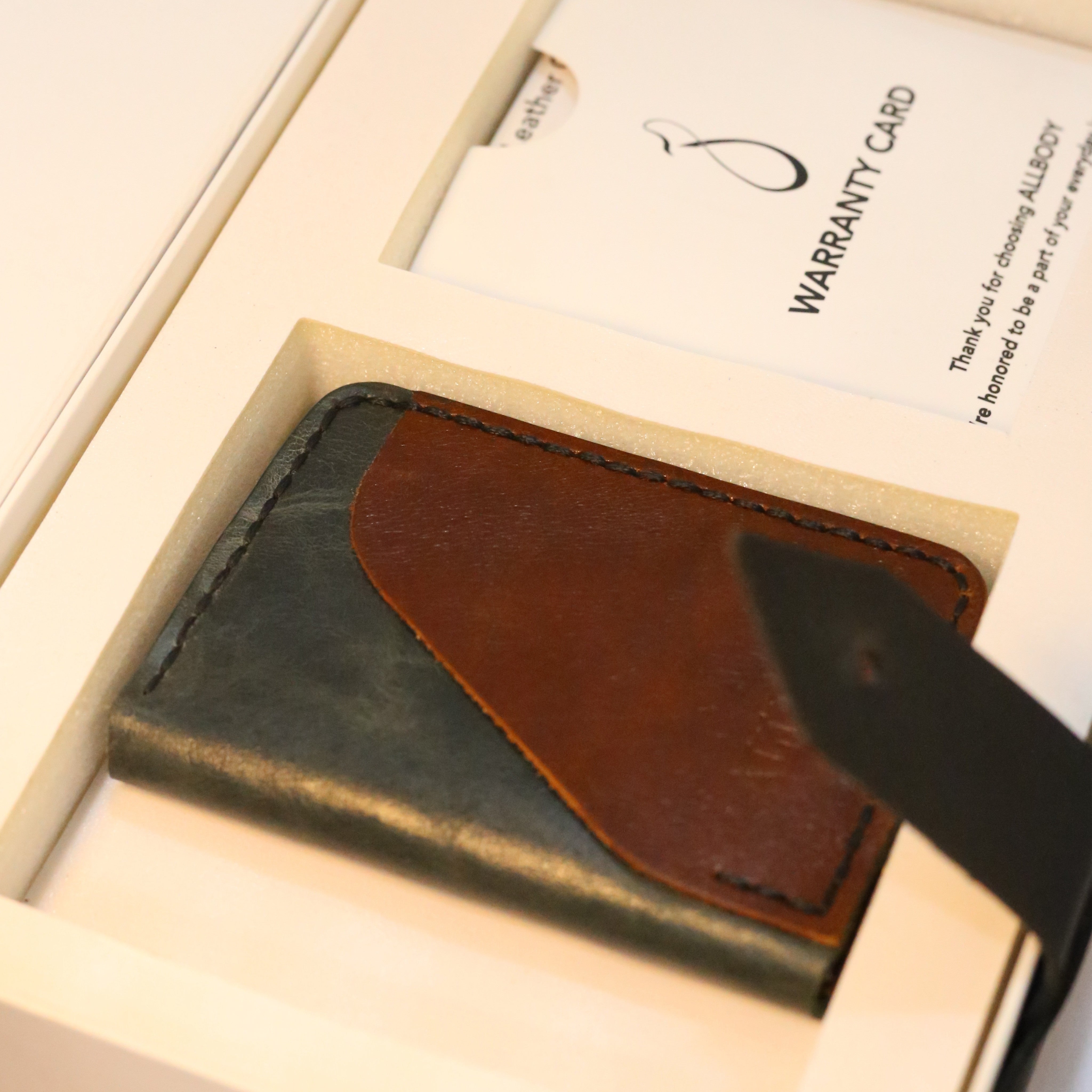 W4 Handmade Leather Wallet Stone Green & Brown