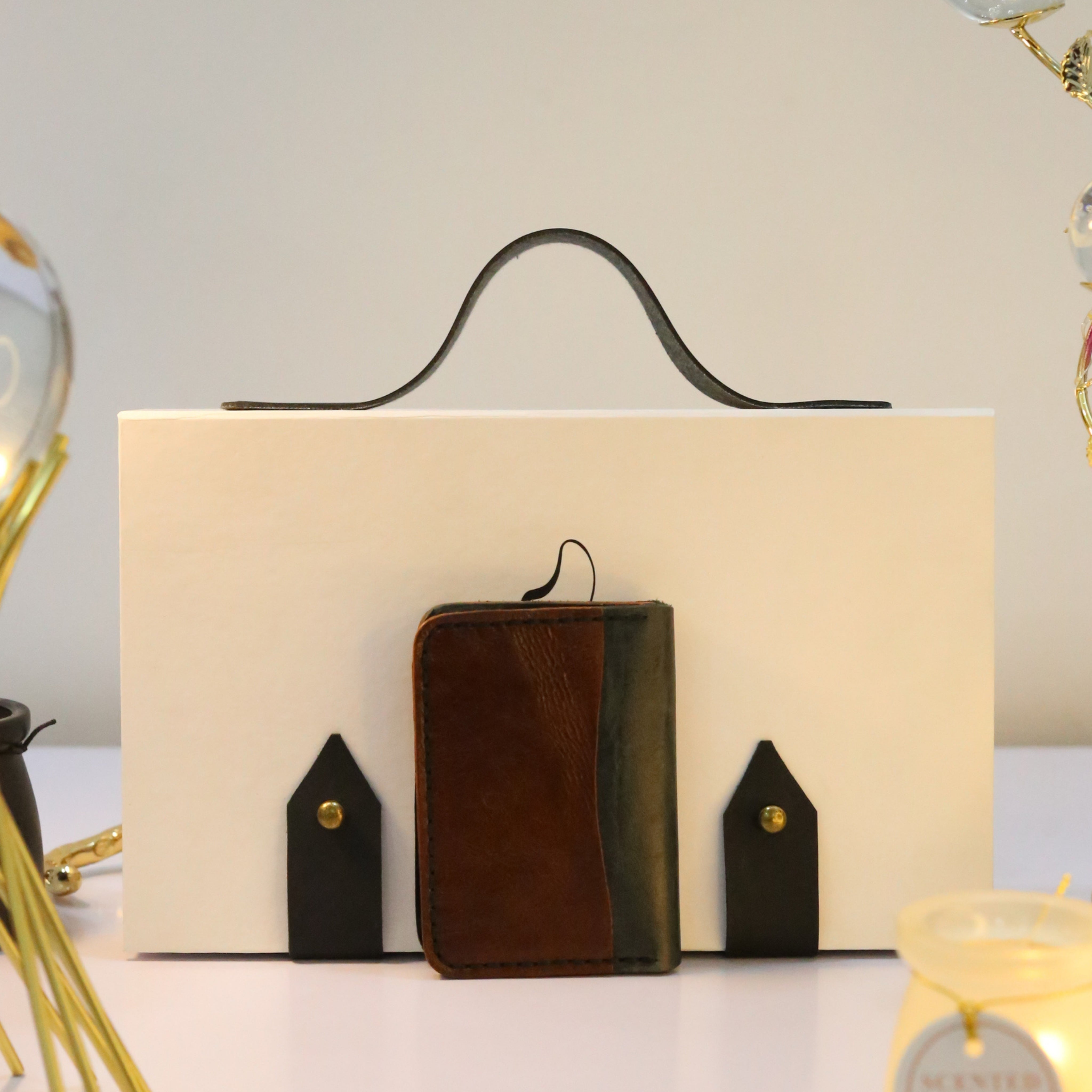 W4 Handmade Leather Wallet Stone Green & Brown