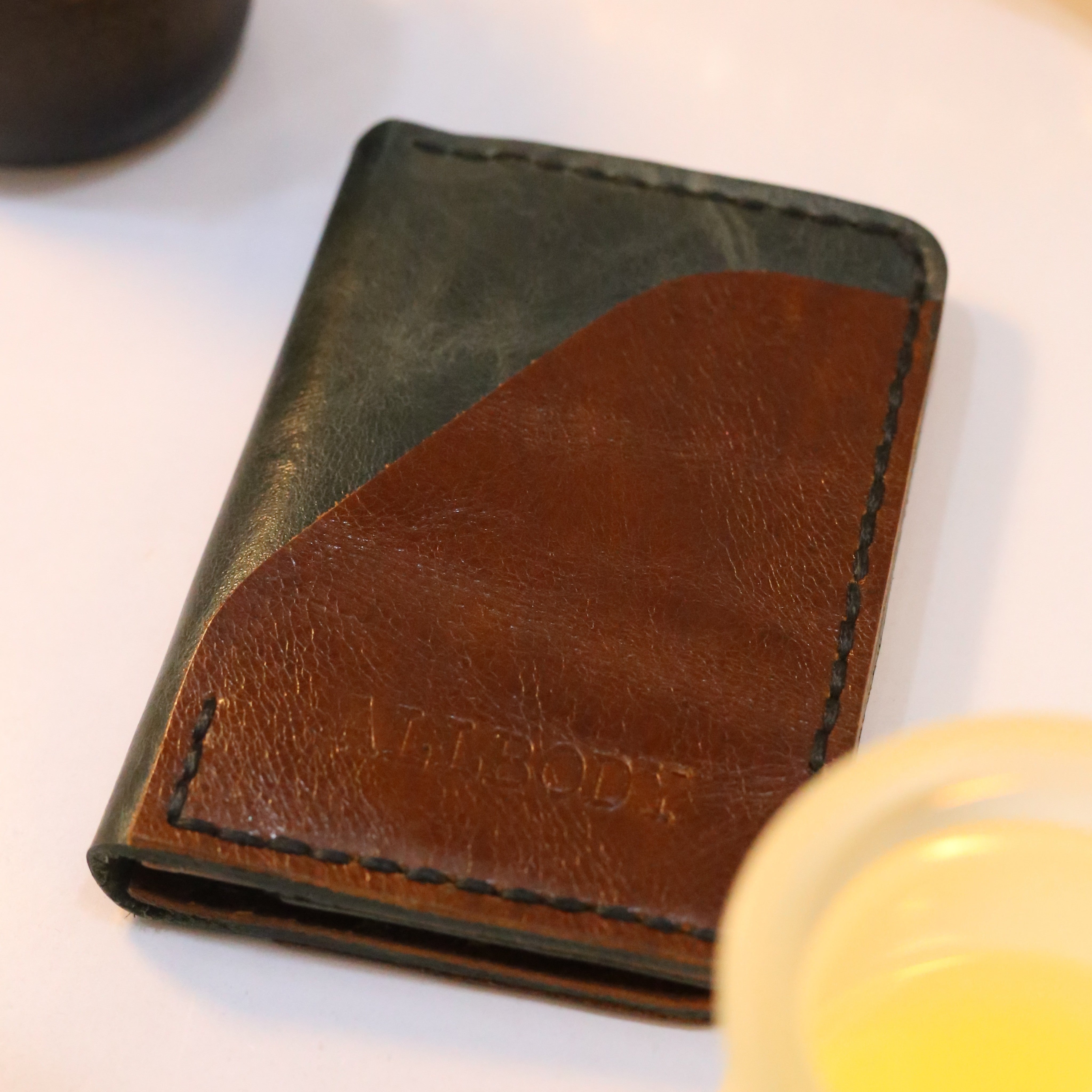 W4 Handmade Leather Wallet Stone Green & Brown