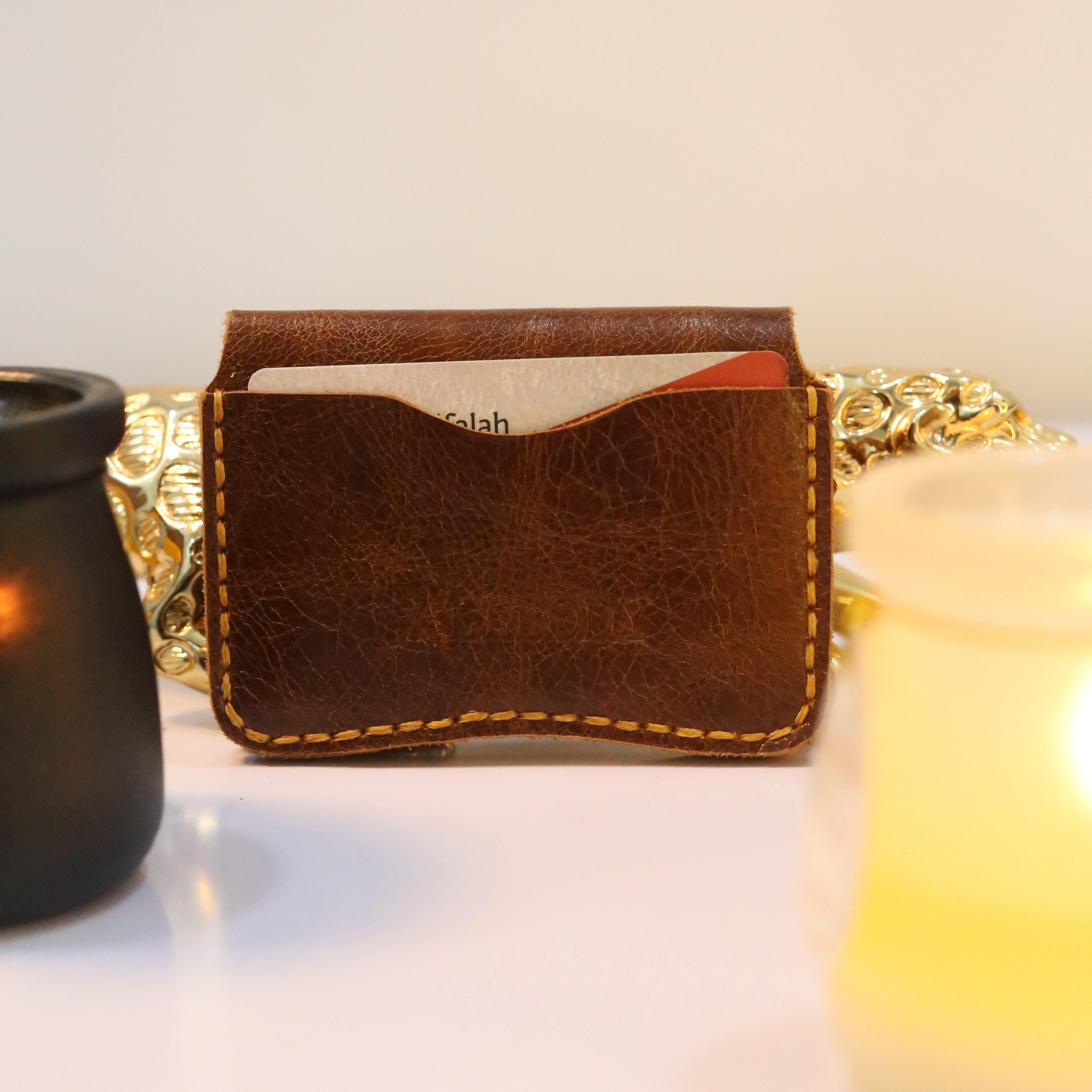 W1 Handmade Leather Card Holder Brown